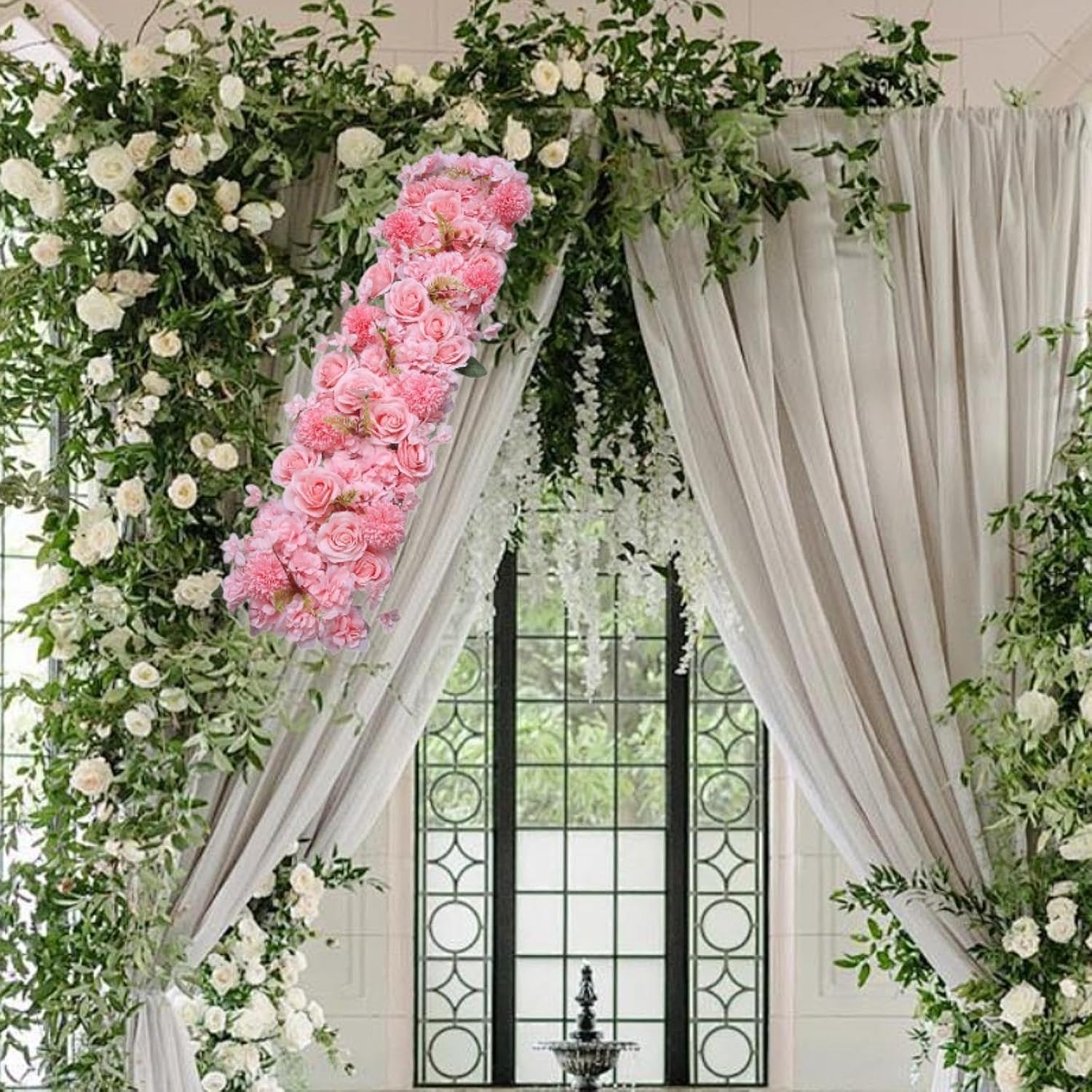 Tachiuwa Pink Artificial Flower Panel for Wedding Decor