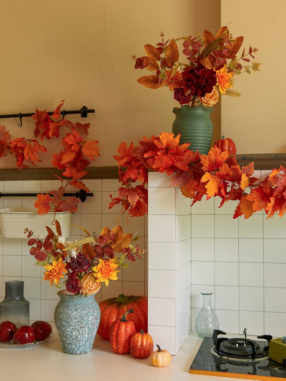 Annas Whimsy Artificial Flowers Bouquet with Pumpkins