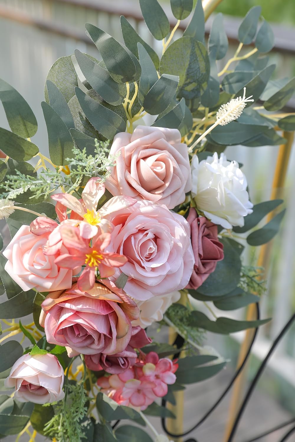 GAATEEK Artificial Dusty Rose Wedding Arch Flowers Pack of 2