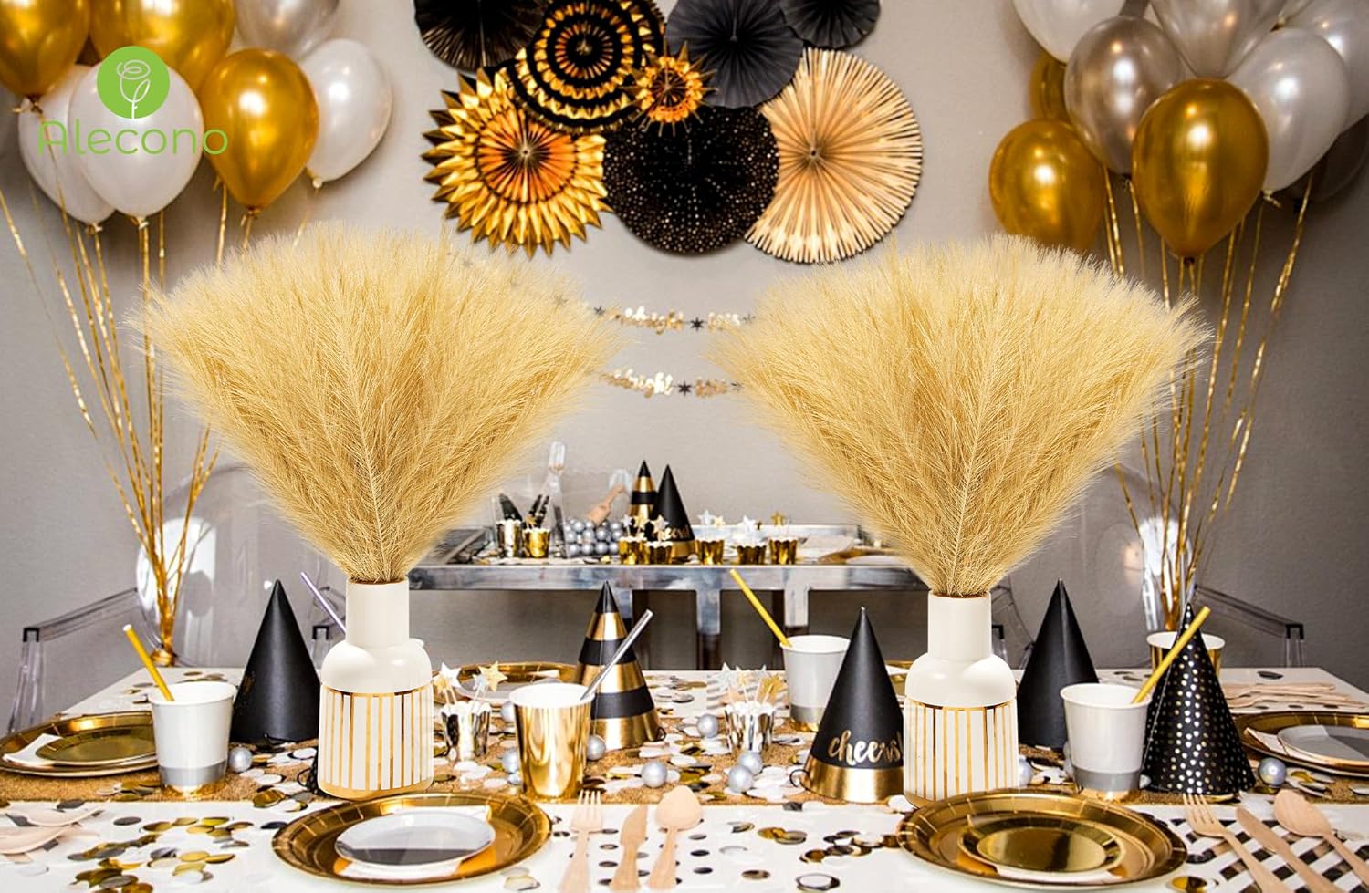 Alecono Gold Faux Pampas Grass 17 Inch Decor