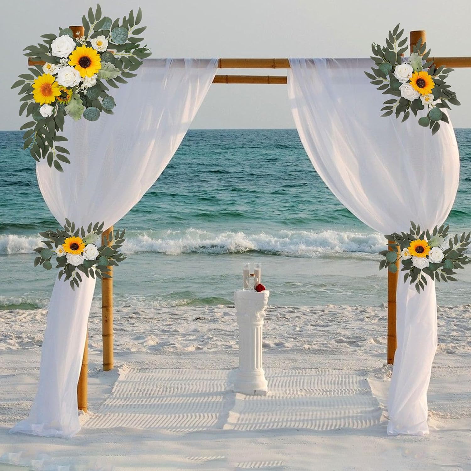 ZEBMOON Sunflower Wedding Arch Decor Swag Set of 2