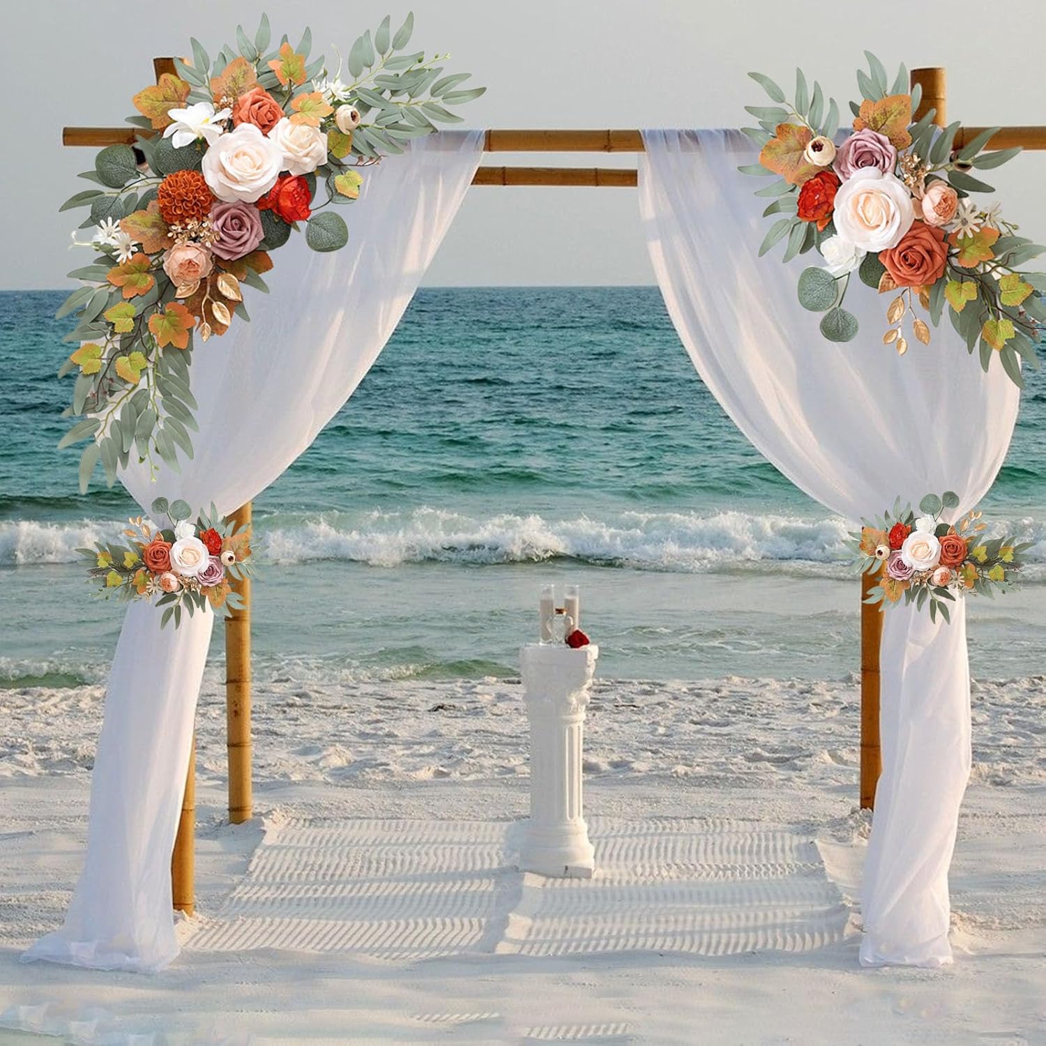 Champagne Orange Artificial Flower Swag Set of 2 for Wedding Arch