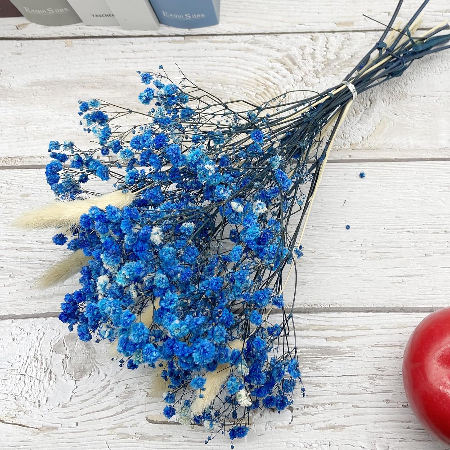 LBREVOGA Dried Flower Bouquet Blue Gypsophila