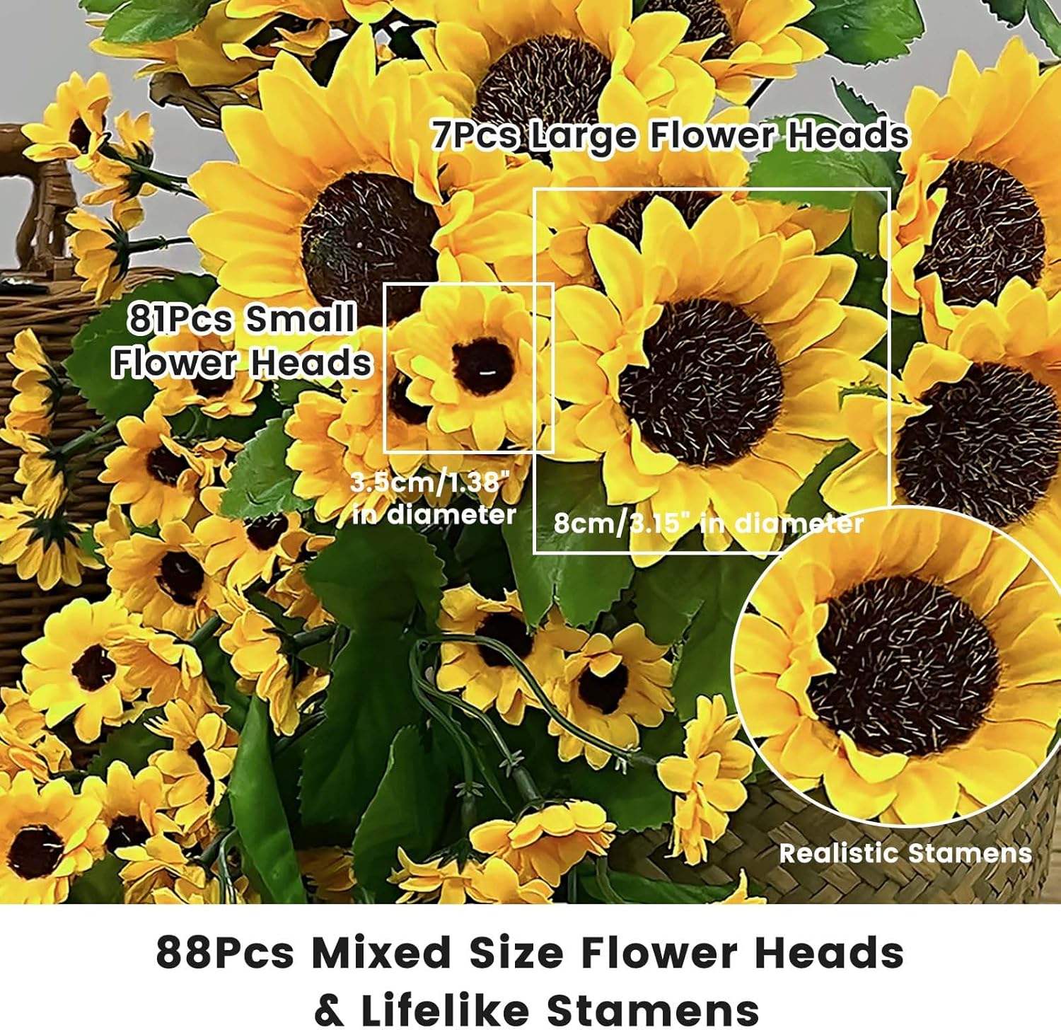 Daily Treasures 2PCS Artificial Hanging Yellow Sunflowers