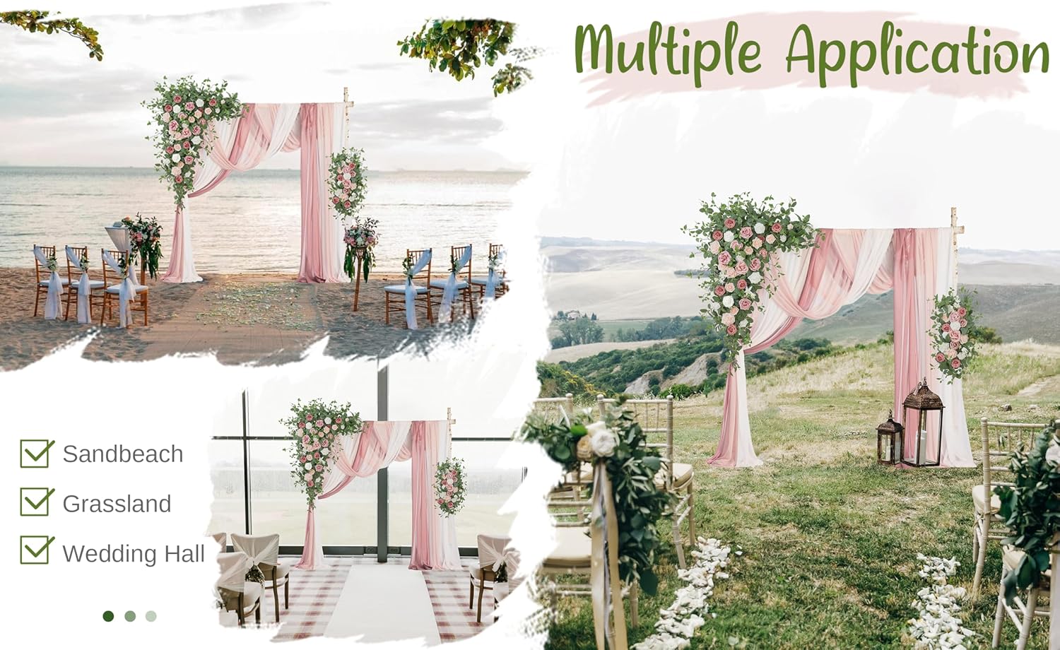 WEDFLOR Wedding Arch Flowers with Drapes Kit Pack of 5