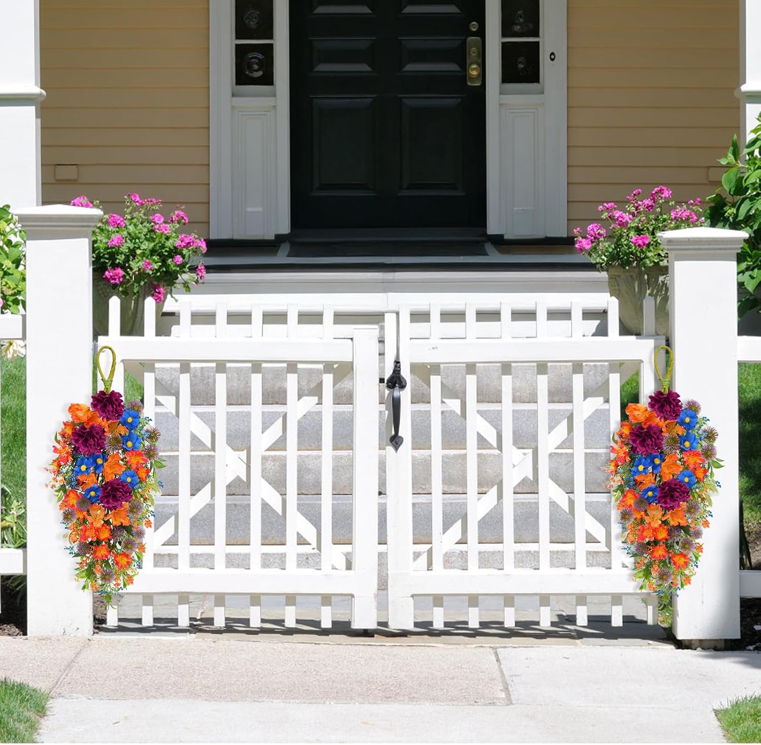 217 Inch Artificial Daisy Hydrangea Hanging Flower Basket