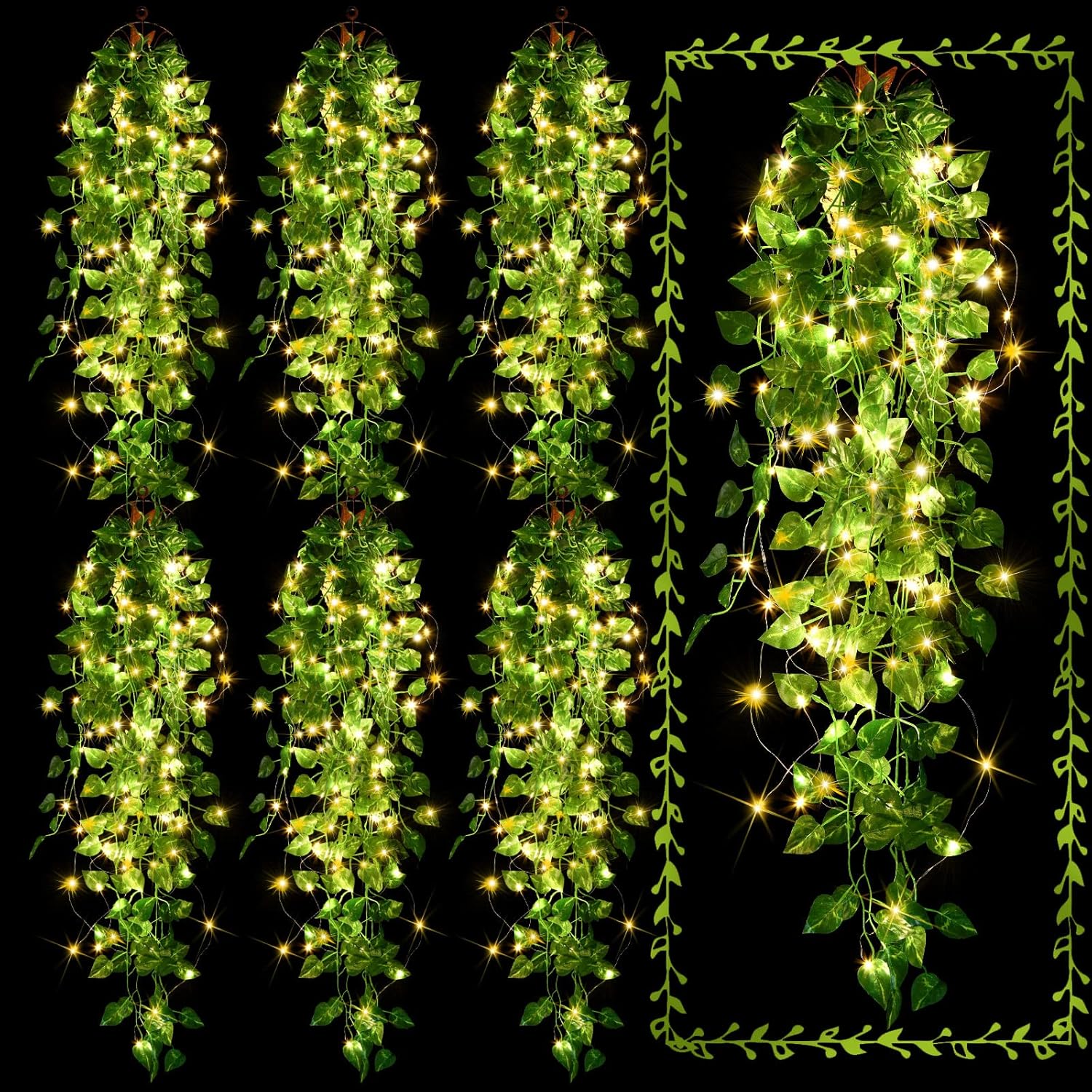 Mudder Fake Ivy Vines with Lights LED Artificial Hanging Decor