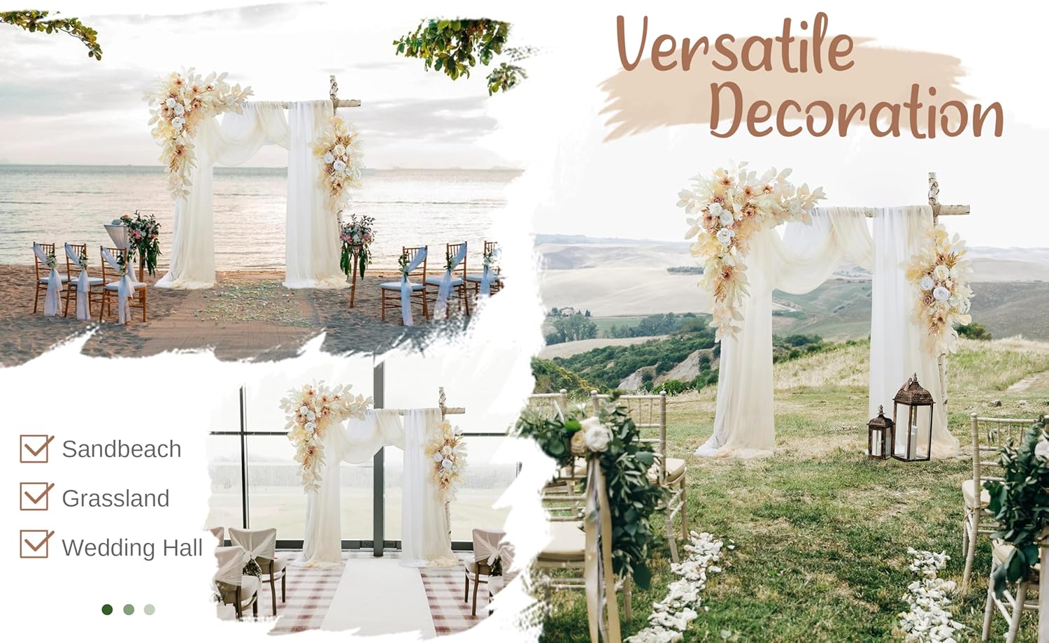Wedding Arch Flowers with Drapes Kit - 4 Pack