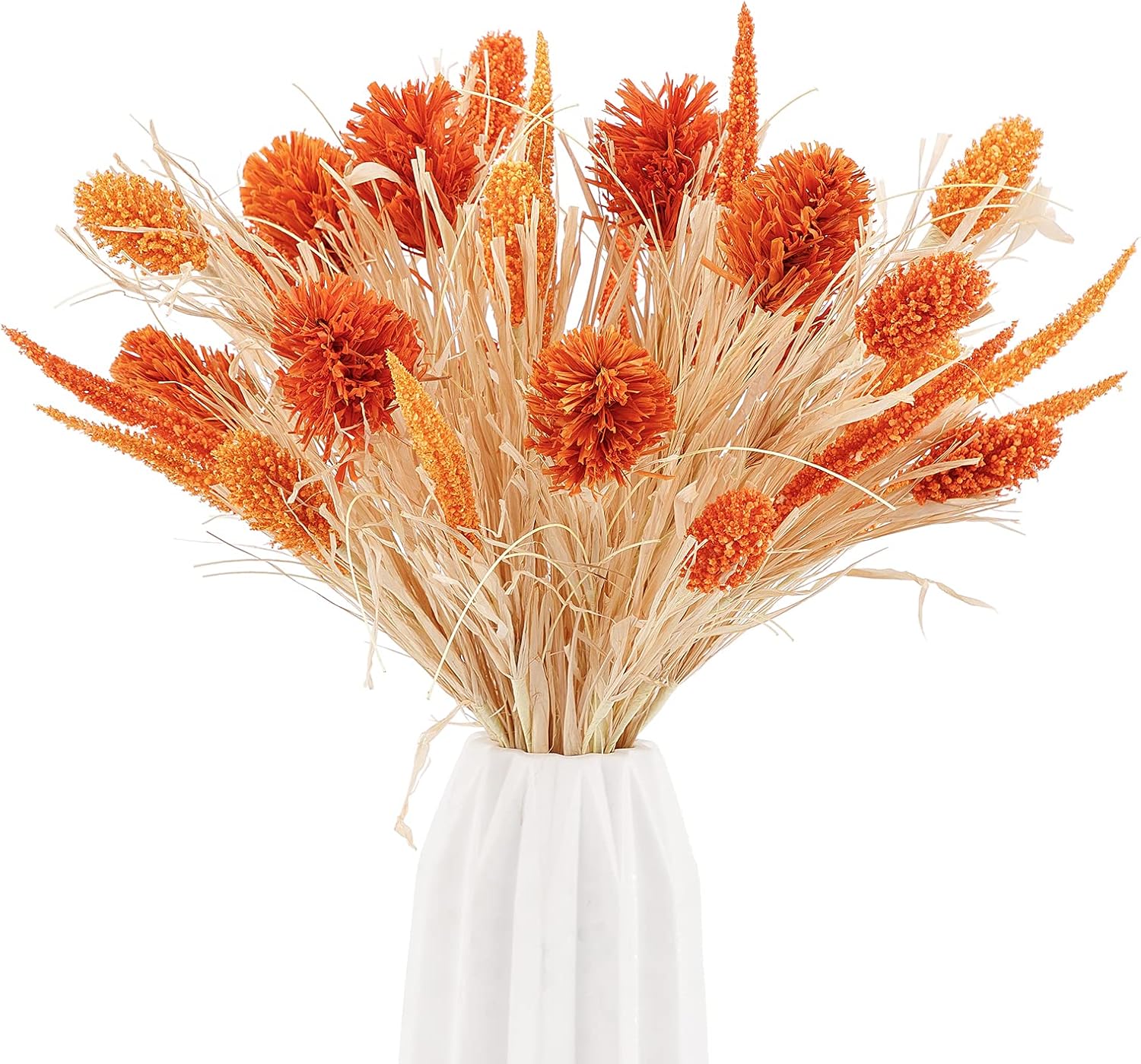 WESAIL Artificial Husk Thistle Bush Flowers - 2 Pack Orange