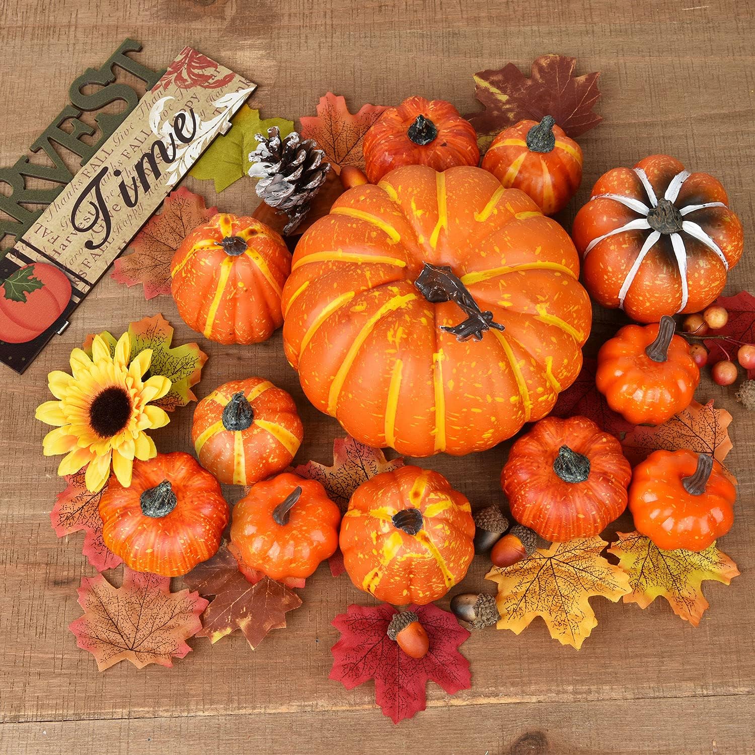DearHouse 12Pcs Artificial Pumpkin Set for Autumn Decor