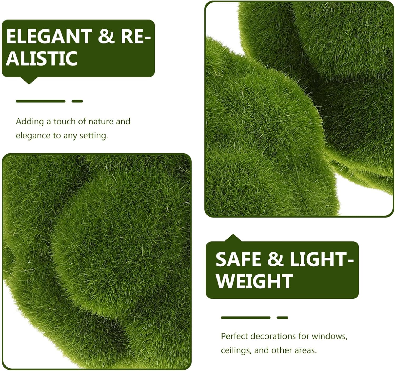 STOBAZA 4pcs Artificial Green Moss Balls for Decor