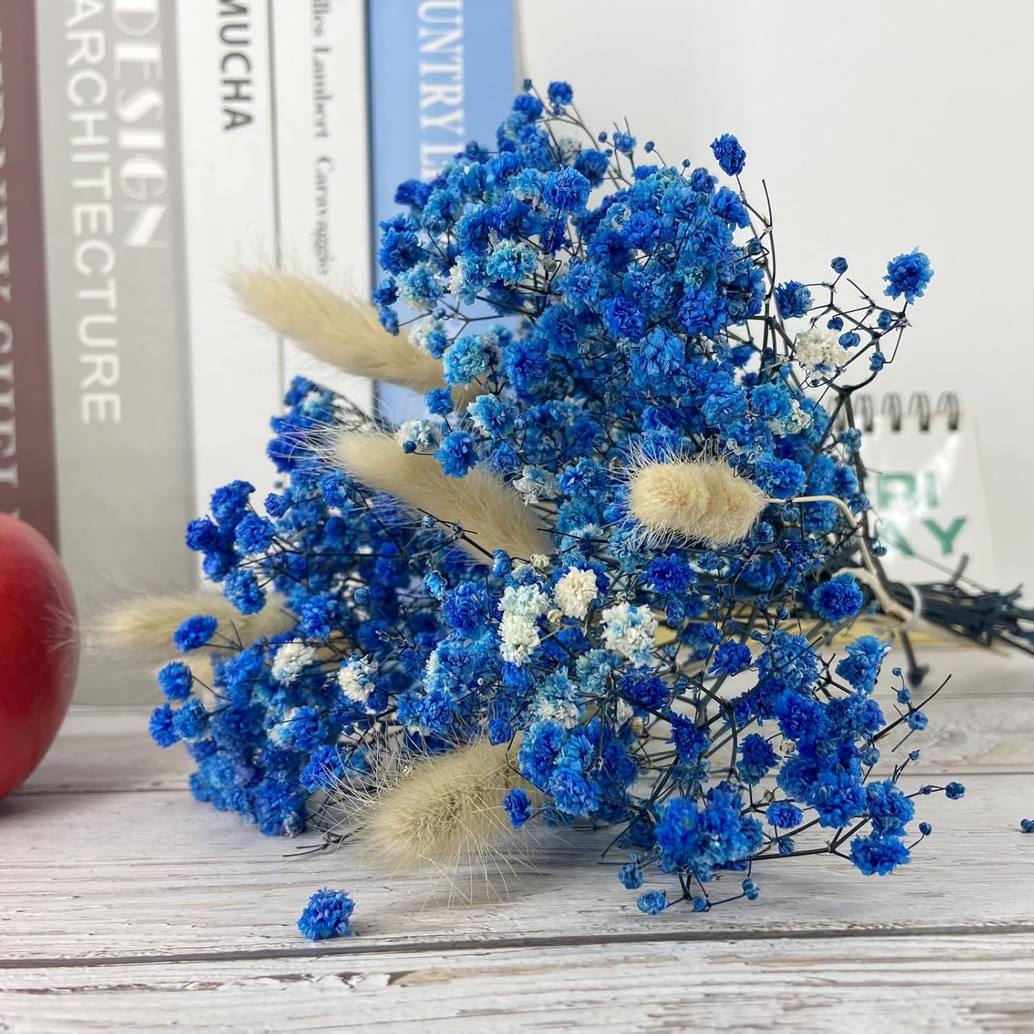 LBREVOGA Dried Flower Bouquet Blue Gypsophila