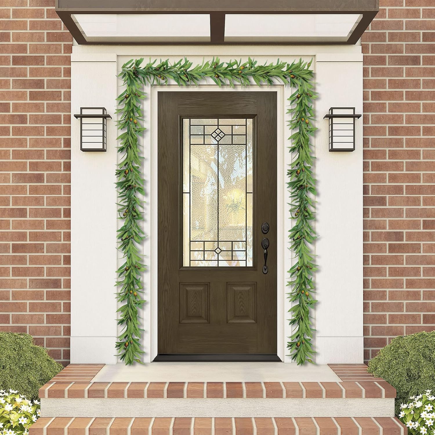 UArtlines 2Pcs Artificial Olive Leaf Vine Garland with Fake Fruits