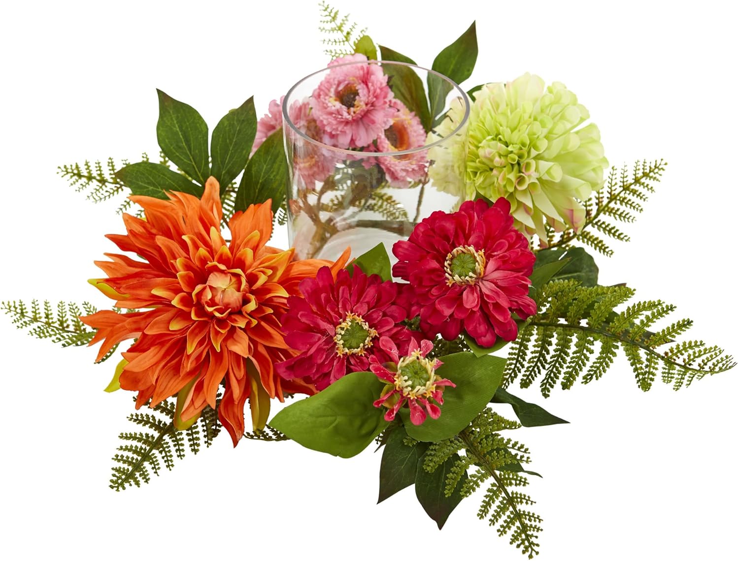 Nearly Natural 17in Mixed Floral Candelabrum with Clear Stand