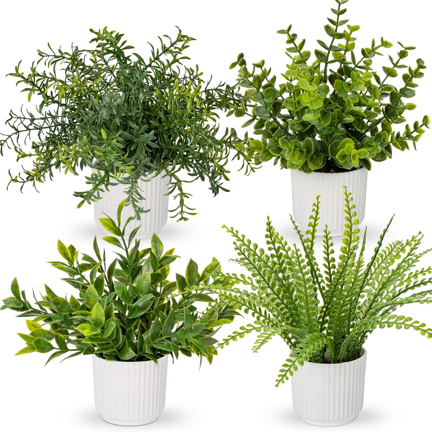 Hollyone 4 Pack Artificial Potted Plants Indoor Decor