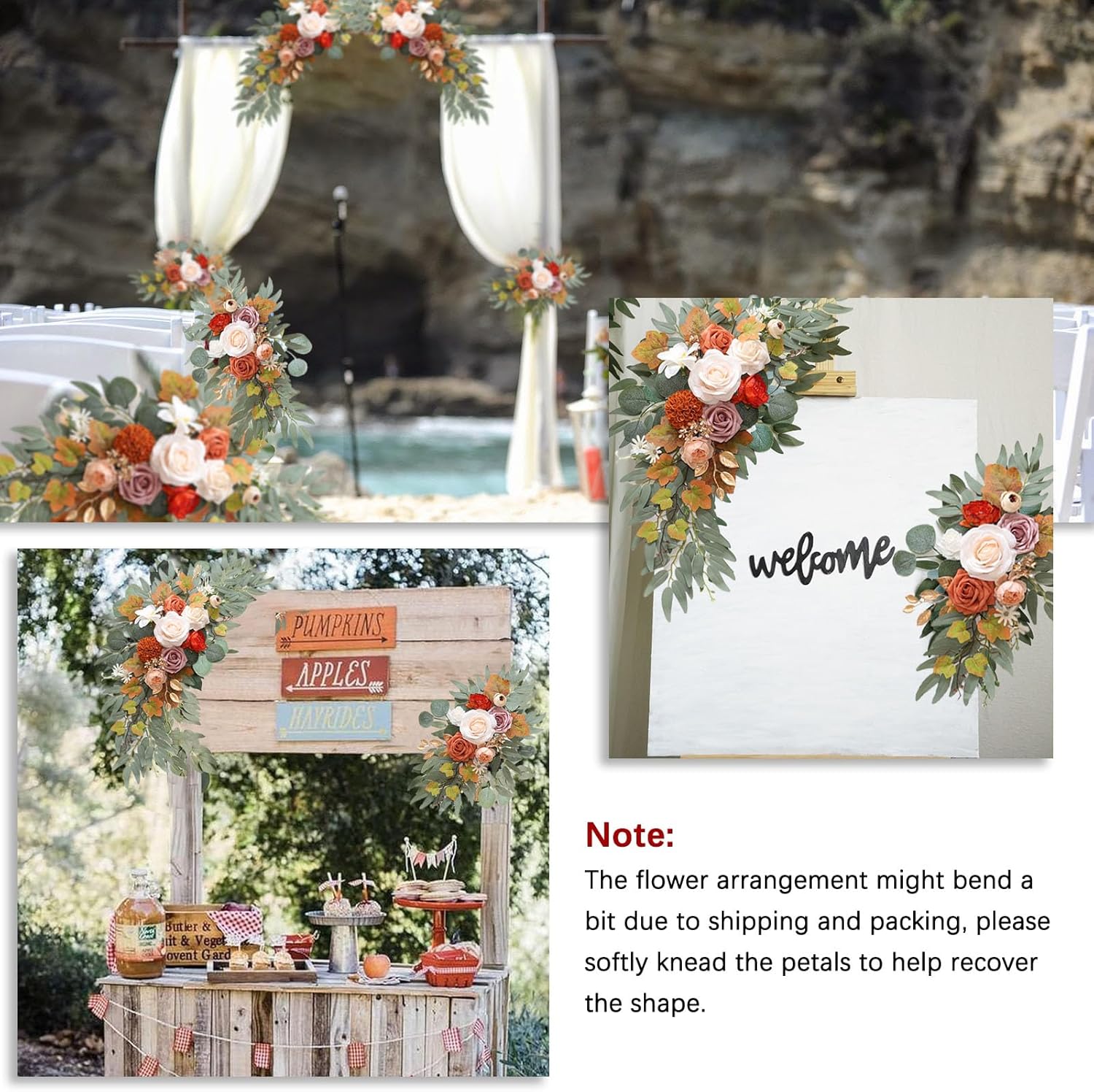 Champagne Orange Artificial Flower Swag Set of 2 for Wedding Arch