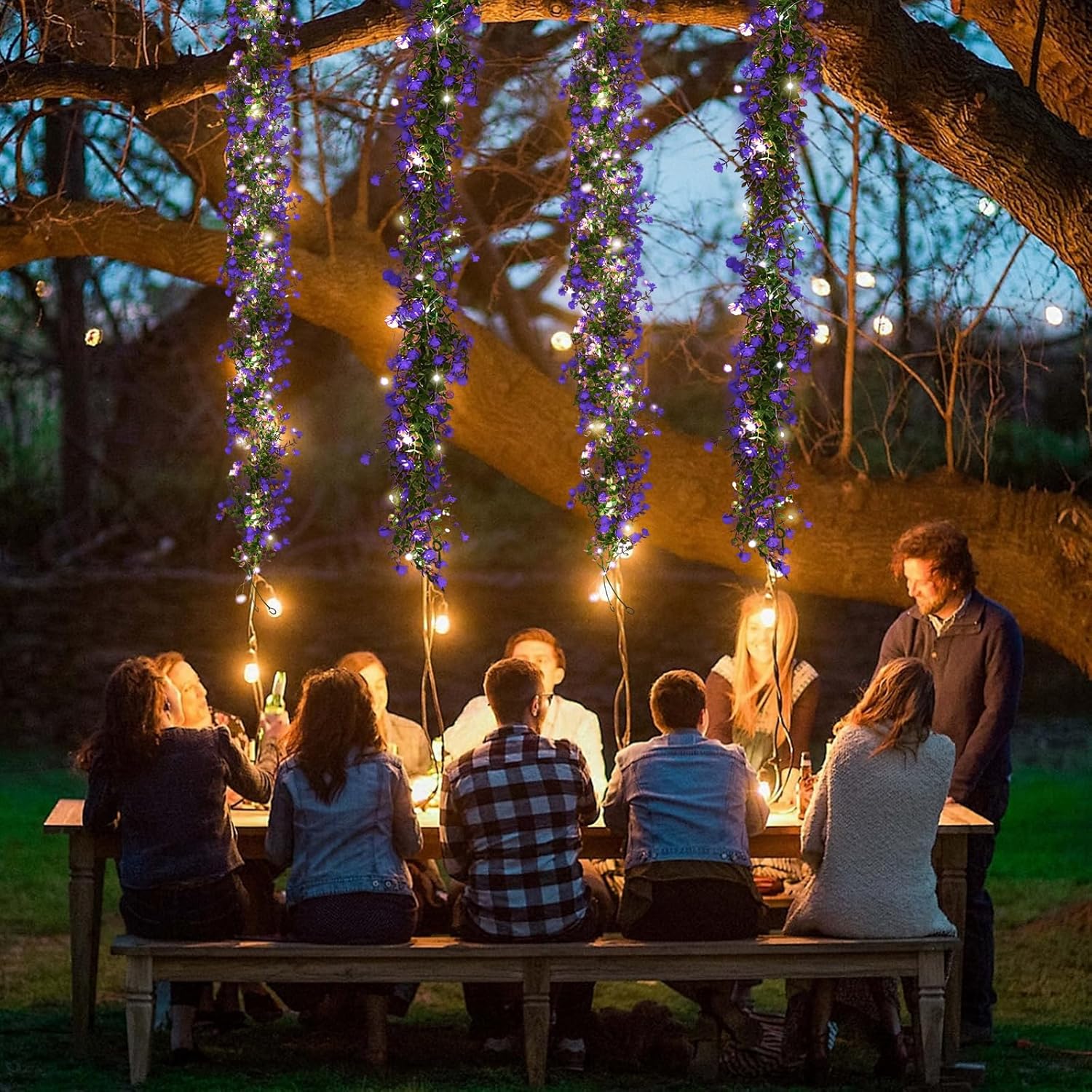 RECUTMS Lighted Eucalyptus Garland with Hooks and LED Lights