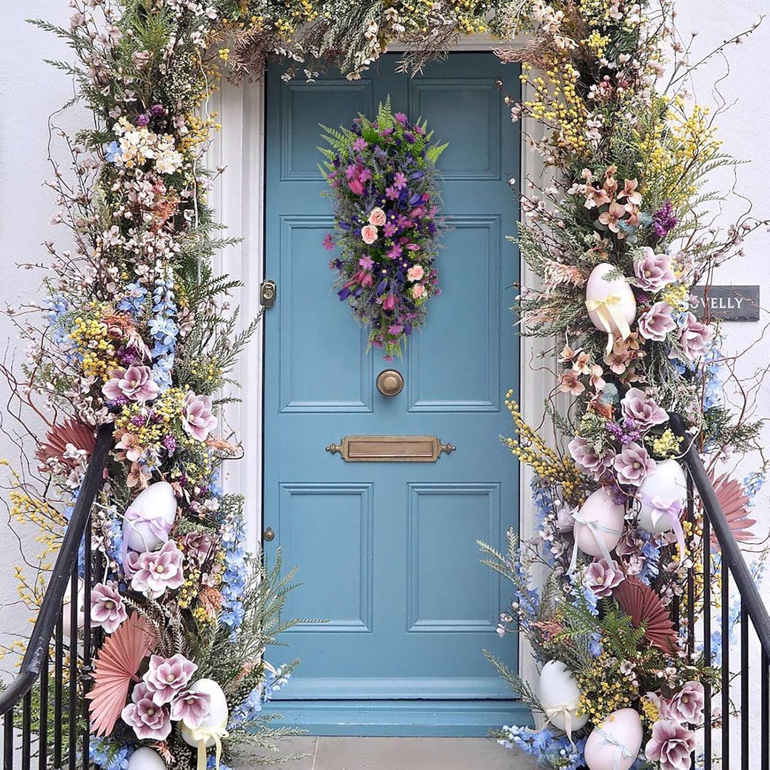 HELLORSO Artificial Purple Lavender Teardrop Door Decor