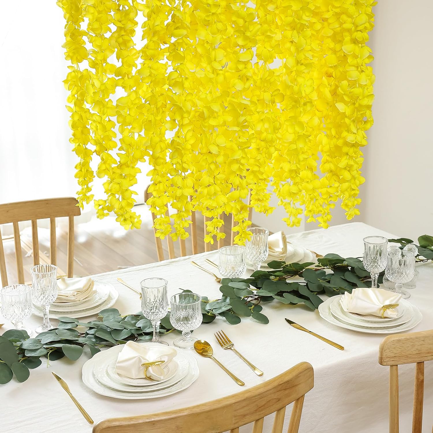 Mizii 6Pcs Yellow Wisteria Artificial Garland Flowers
