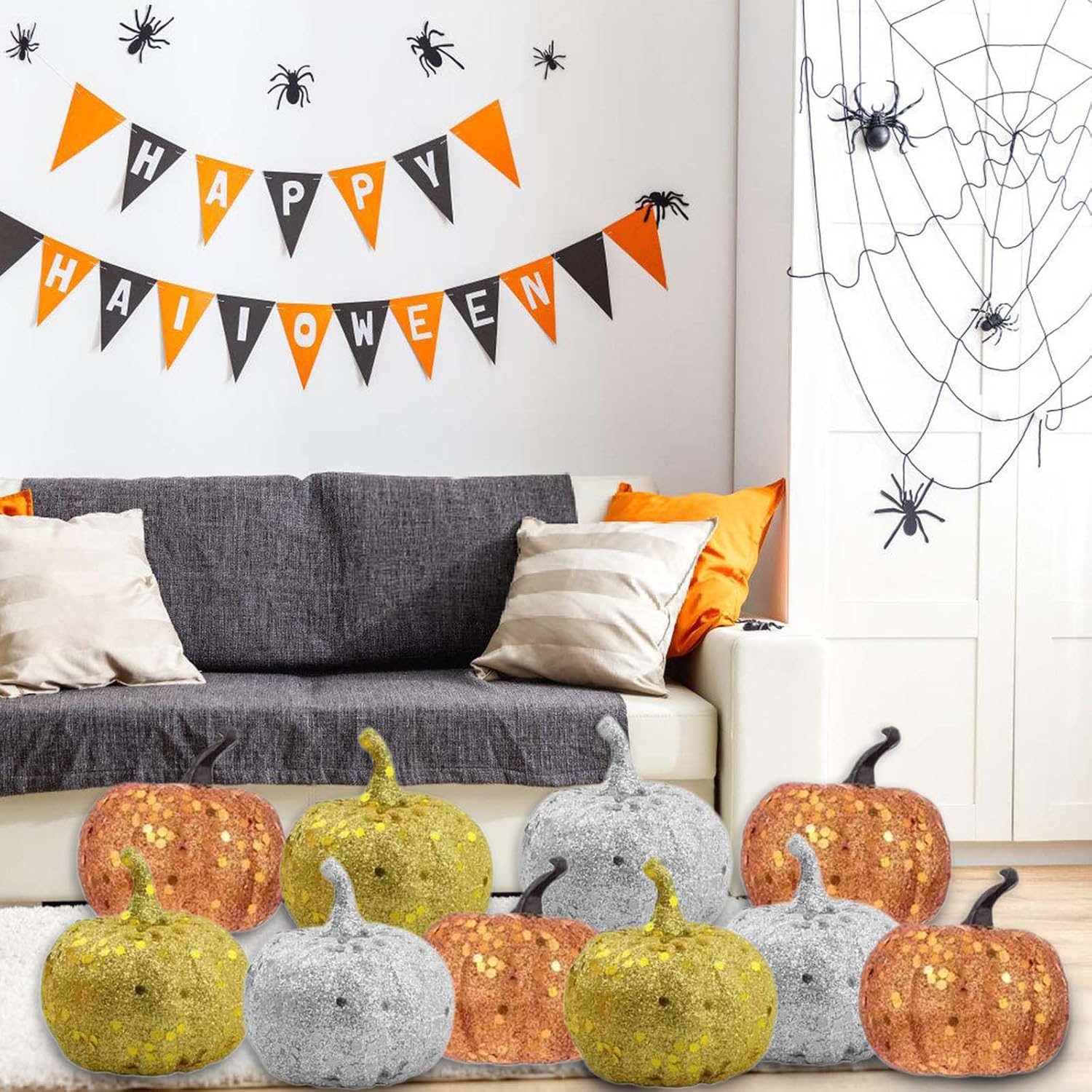 12Pcs Realistic Foam Artificial Pumpkins for Decorations