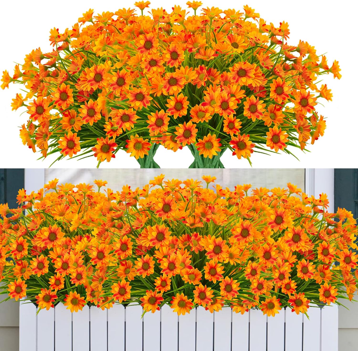 12 Bundles Artificial Fall Flowers Orange Daisy Mums