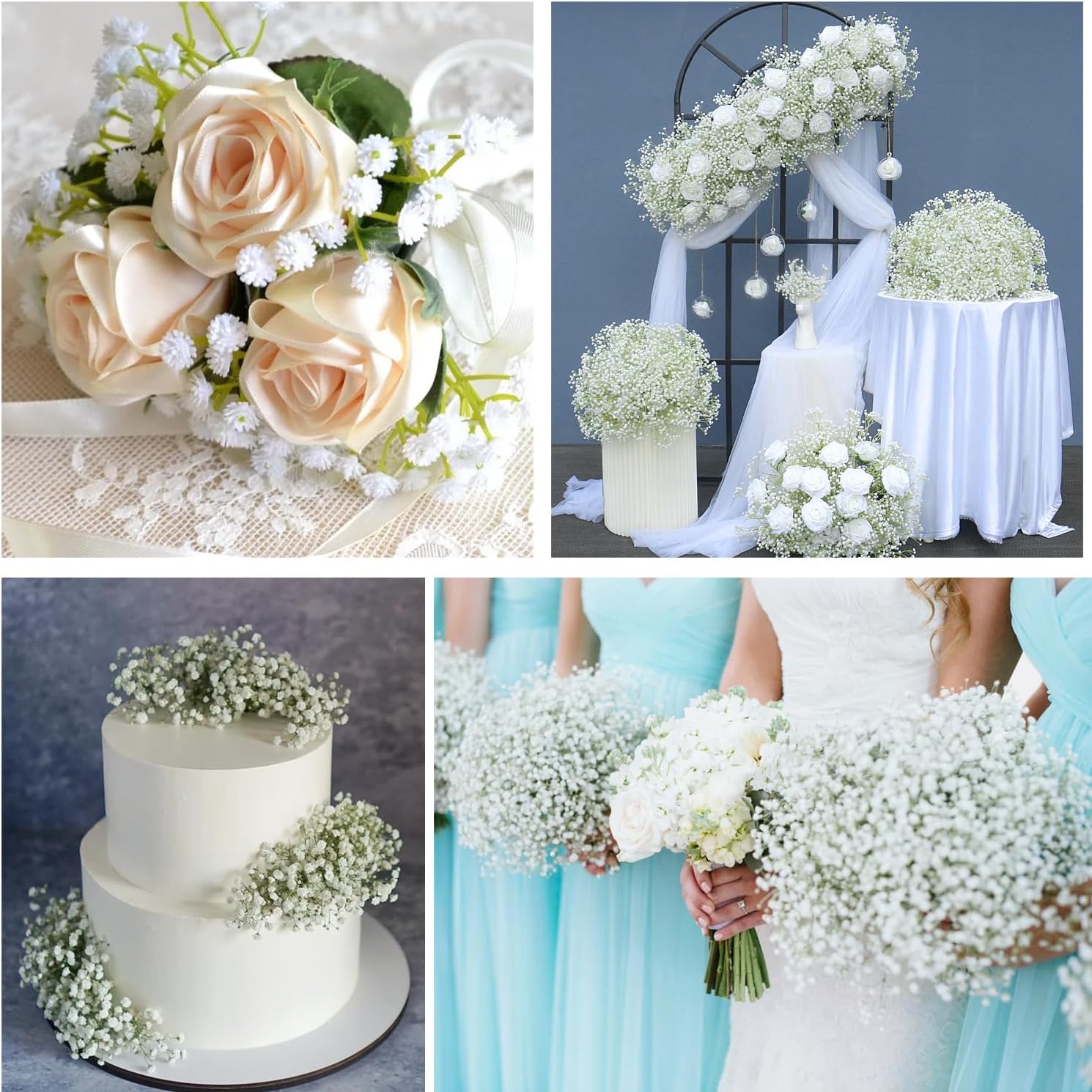STSTECH Babys Breath Artificial Flowers 21 Inch Bouquet 12 pcs