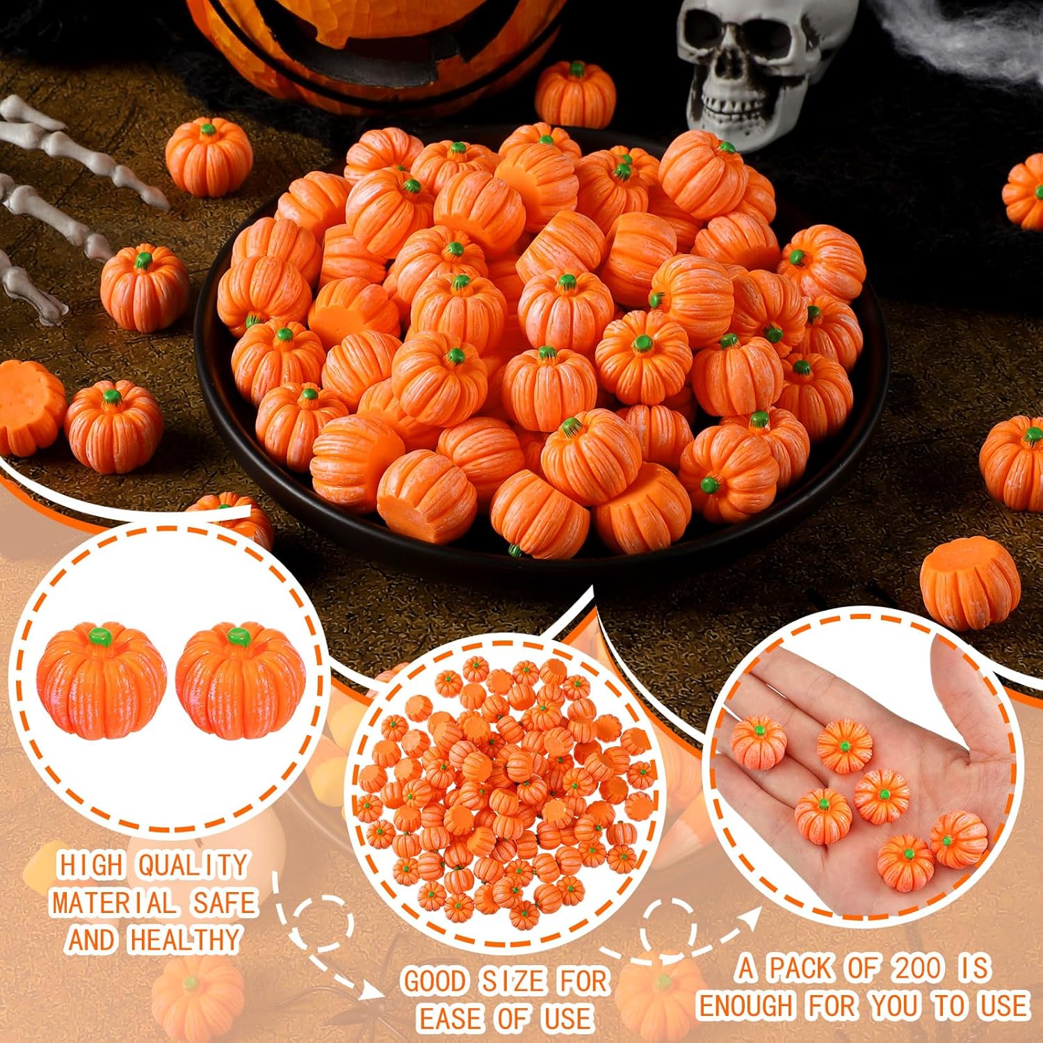 Sasylvia 200 Fall Mini Pumpkins Decorations Orange