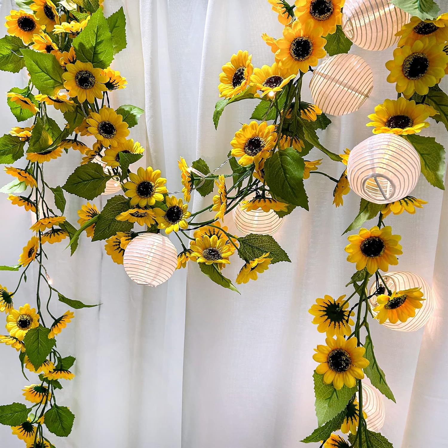 Winlyn 2 Pcs 59 Ft Artificial Sunflower Garland