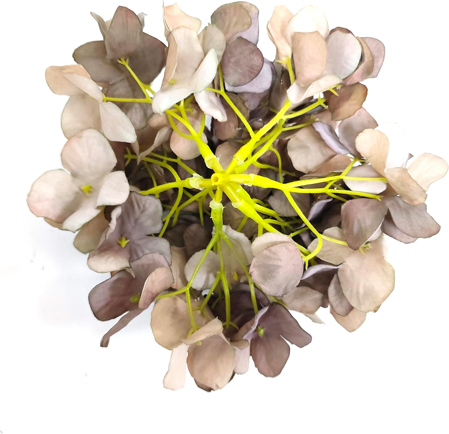 71 Inch Coffee Hydrangea Artificial Flowers Heads 10 Pcs