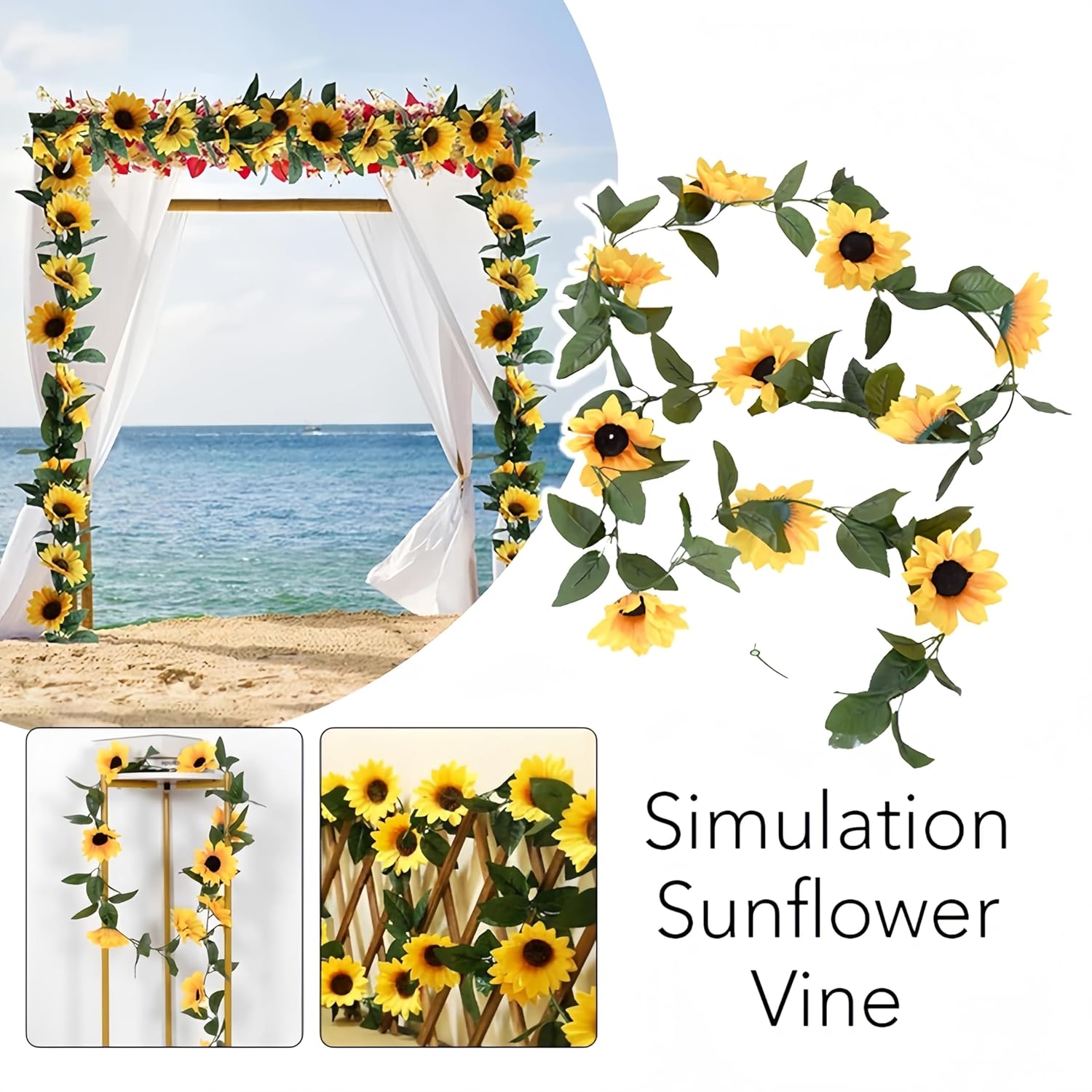 3 Pack Artificial Sunflower Garland Decor 75ft