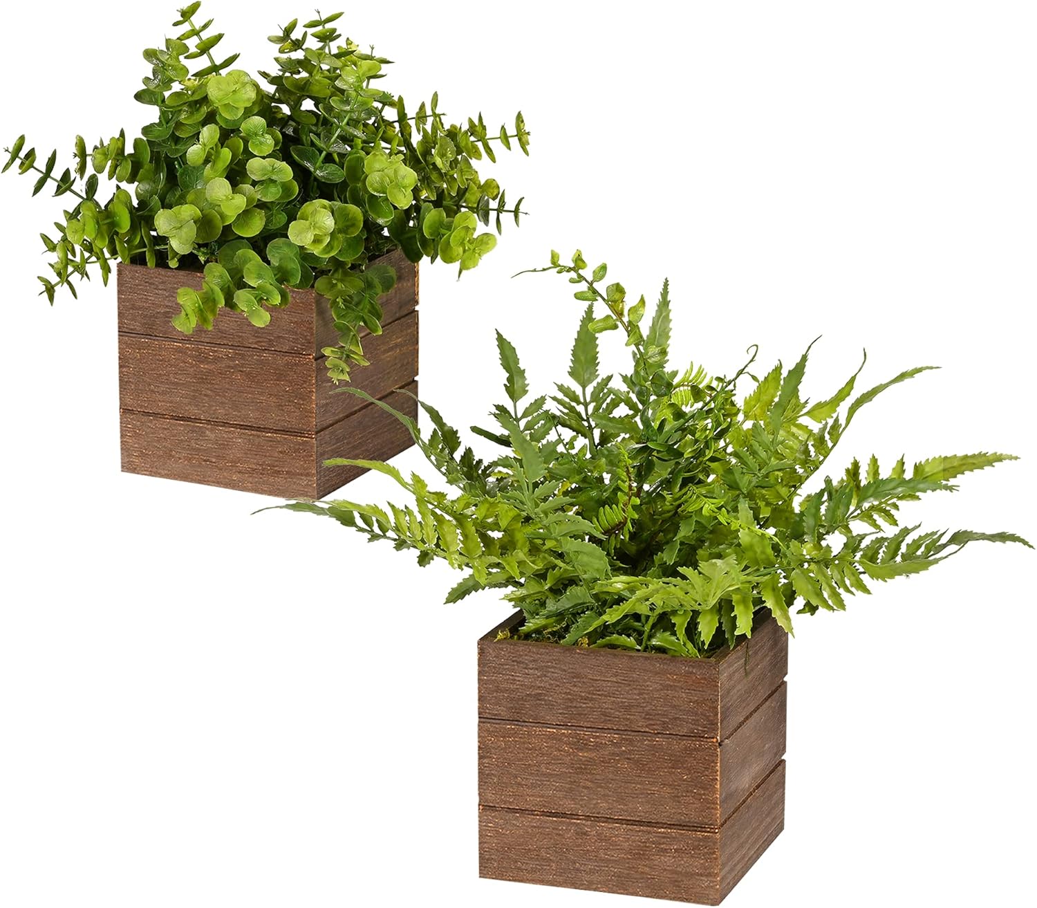 Vlorart 2Pack Mini Artificial Boxwood Fern Plants
