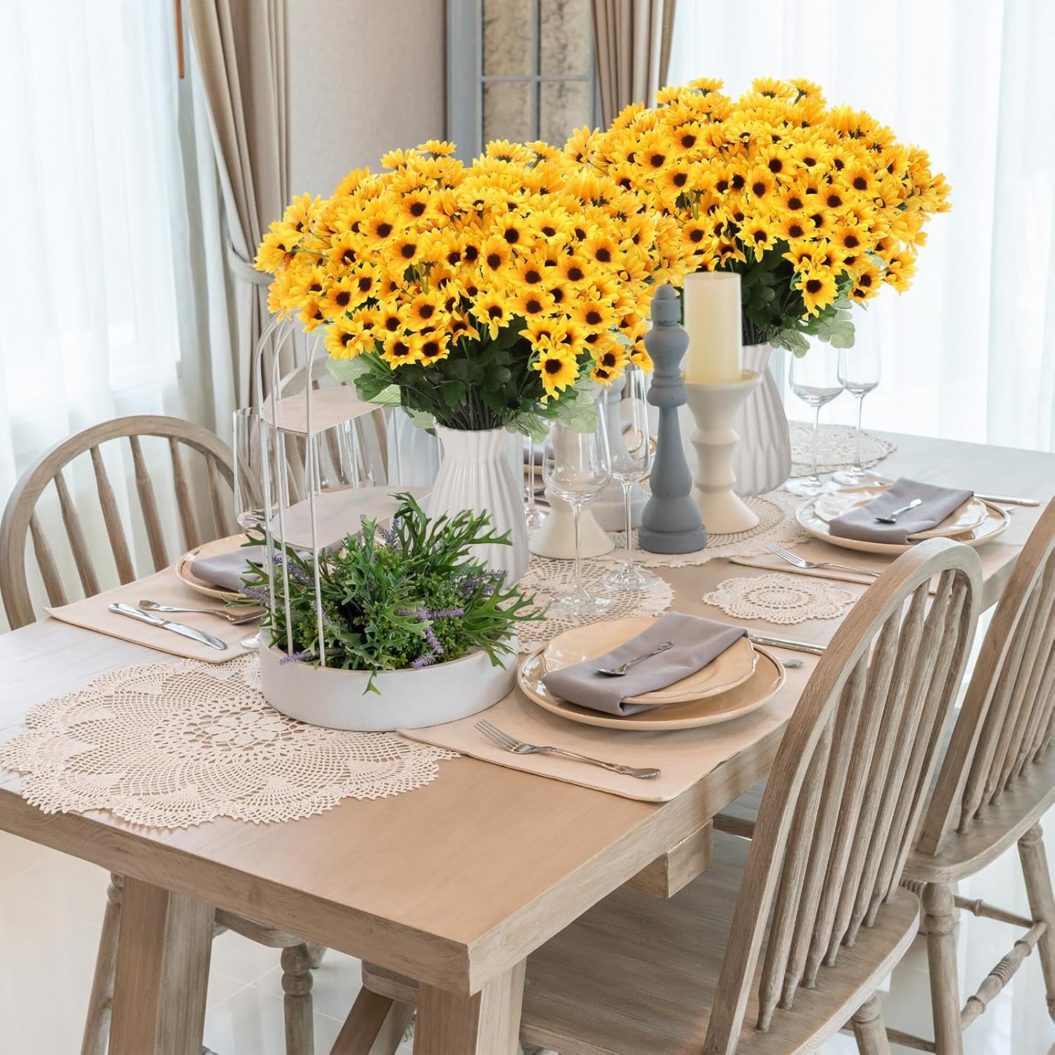 Hotop 24 Artificial Sunflower Flowers Set