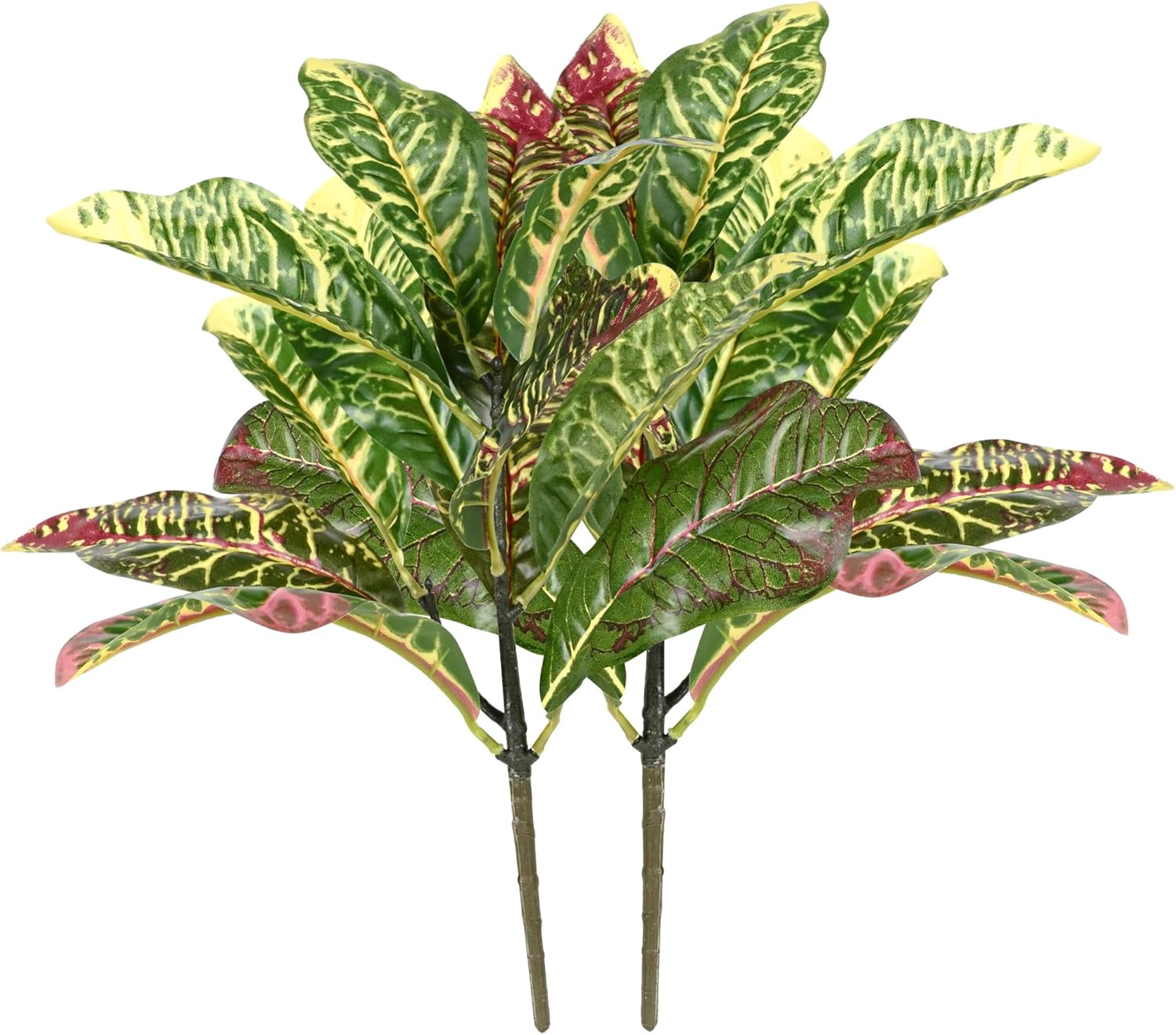 Artificial Croton Plant Leaf Branches 2 Pack