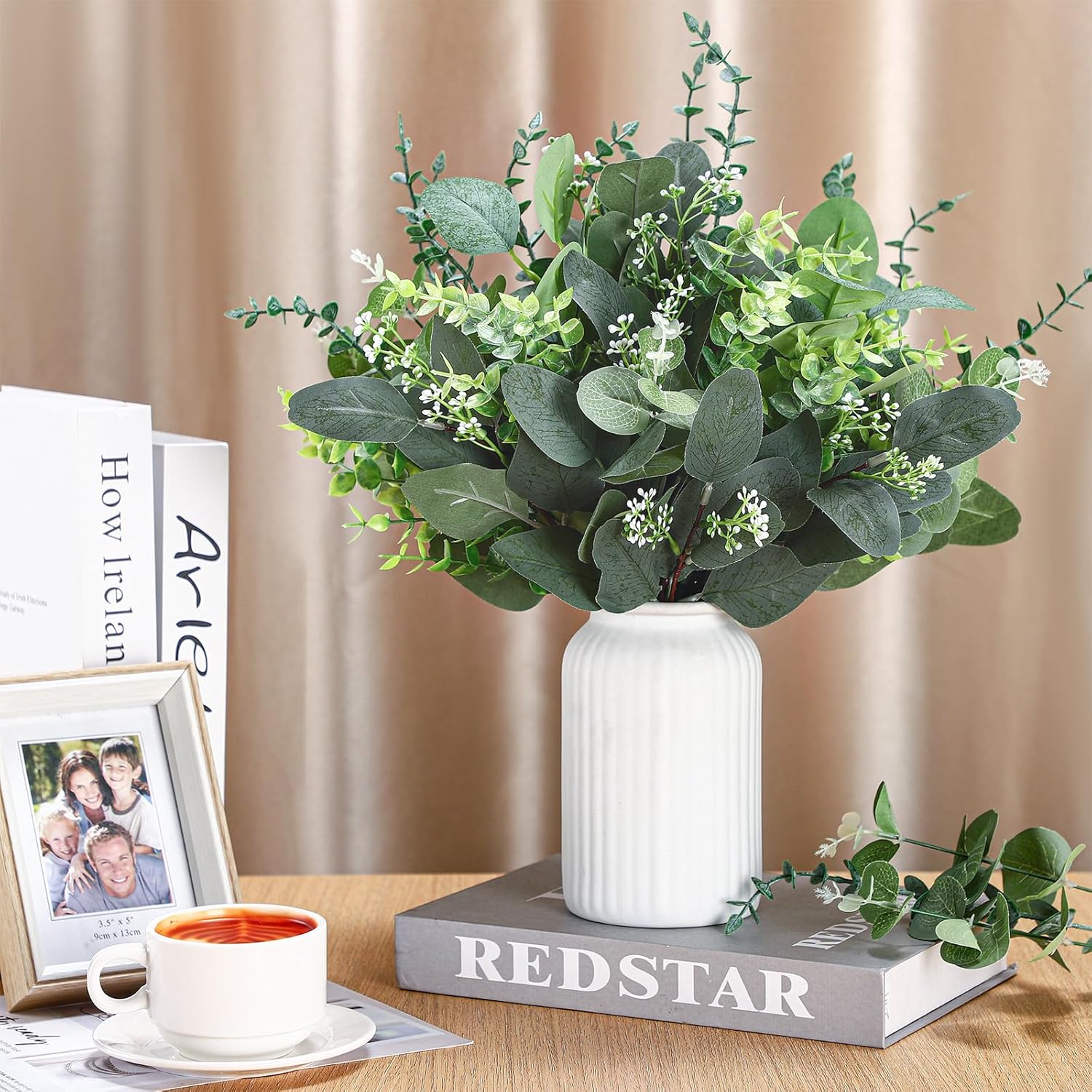 Ceenna 120 Pcs 6 Kinds Artificial Eucalyptus Greenery Set