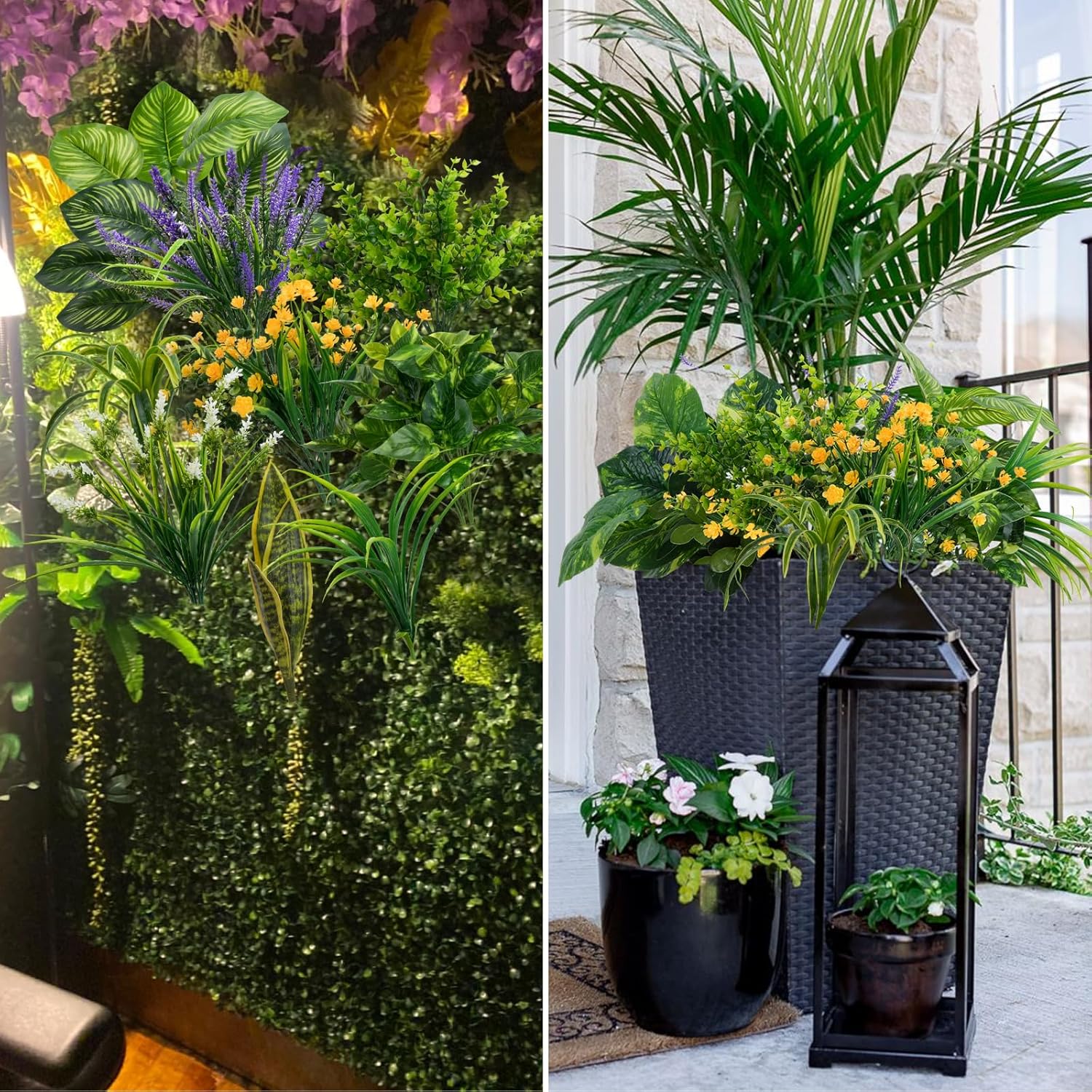 19 Piece Fake Plants Set for Outdoor Decor