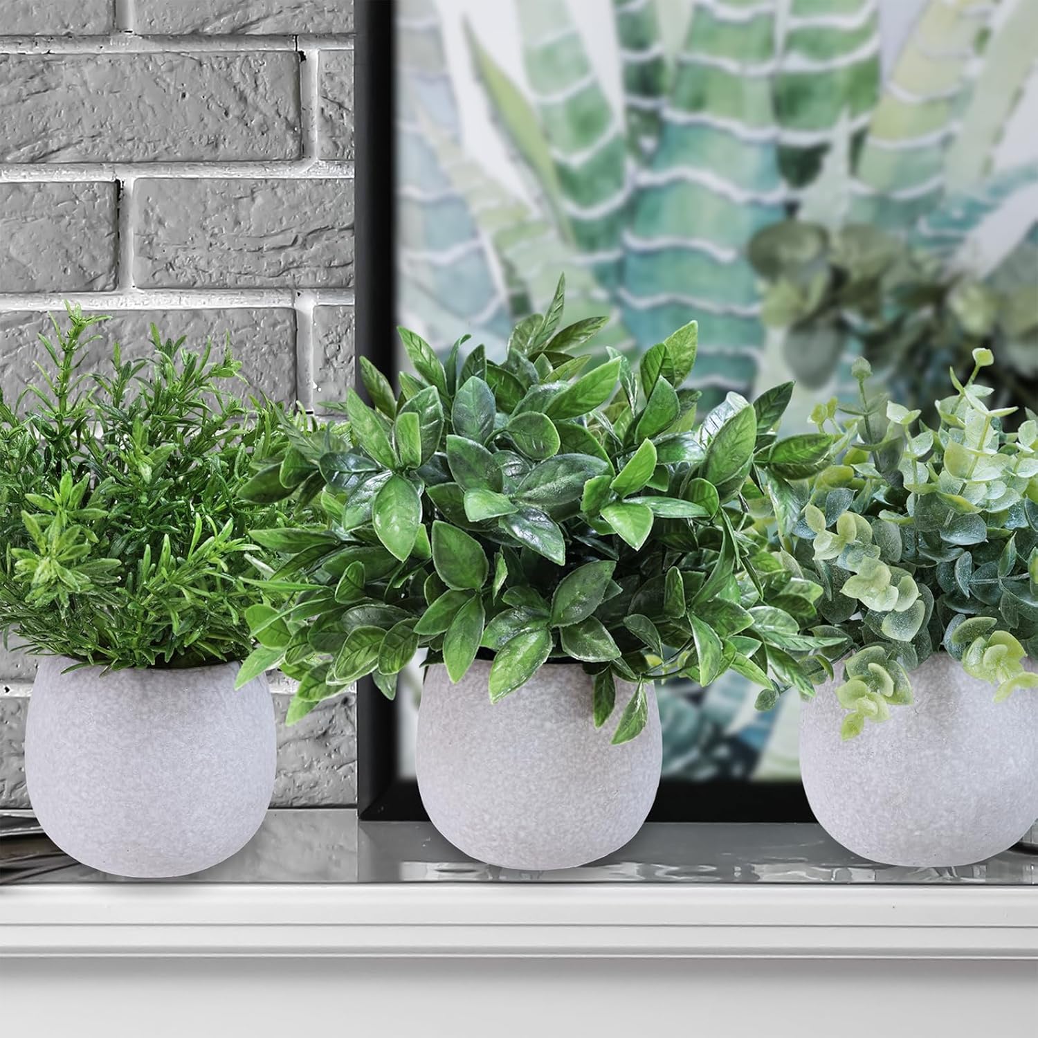 Winlyn Set of 3 Artificial Potted Plants