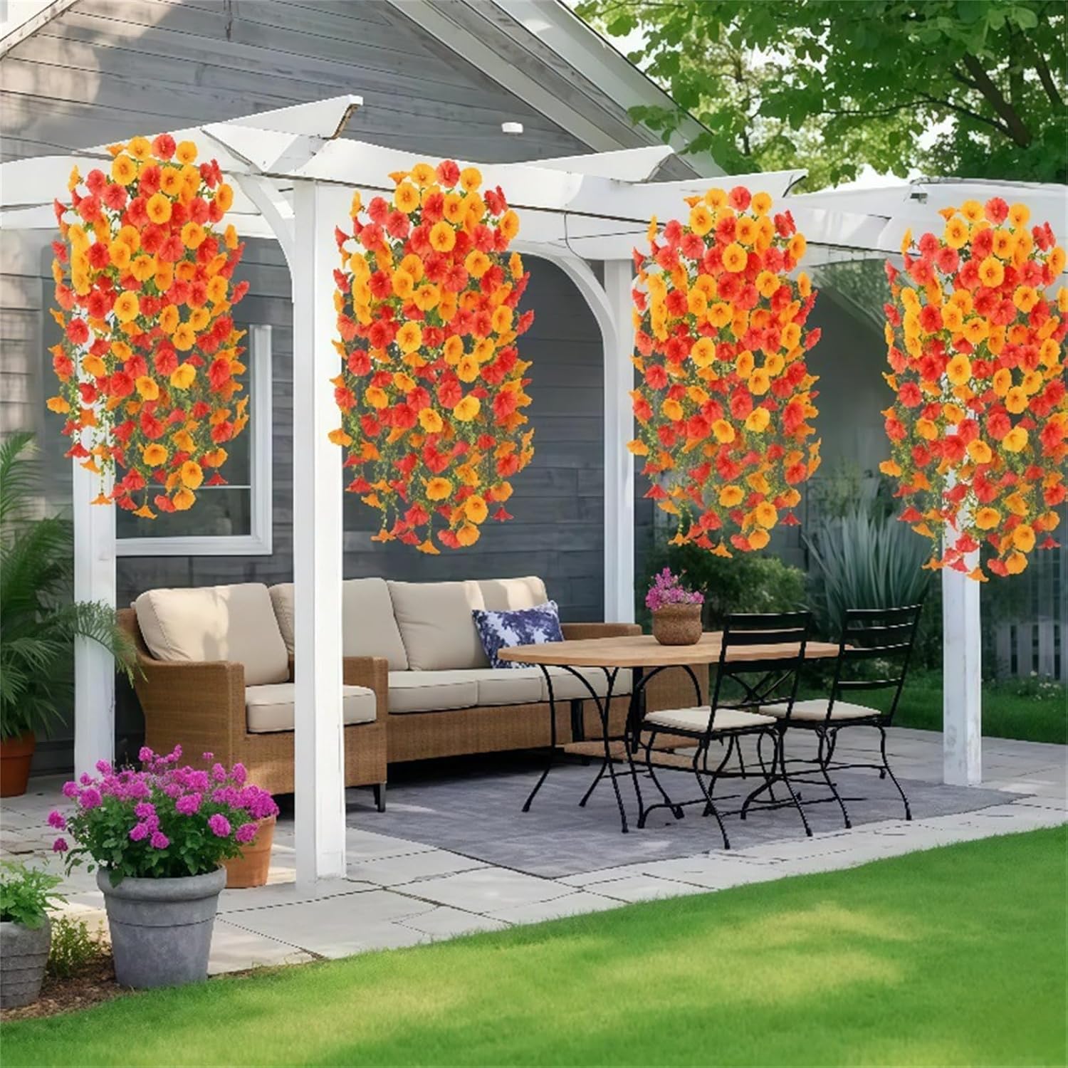 4Pack Realistic Glory Artificial Hanging Flowers