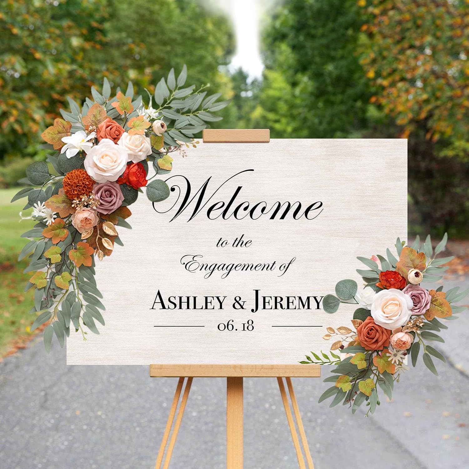 Champagne Orange Artificial Flower Swag Set of 2 for Wedding Arch