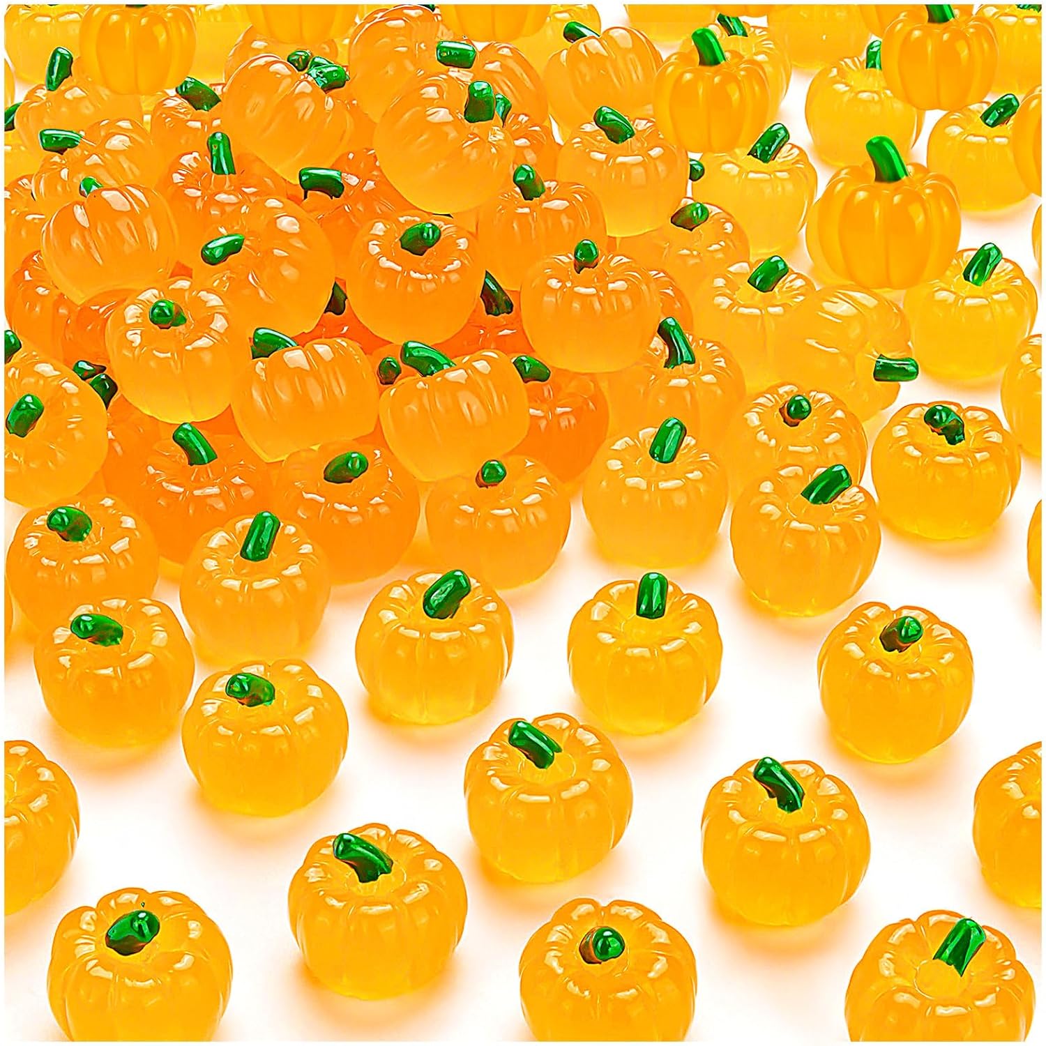 50PCS Glow in the Dark Mini Resin Pumpkins Halloween Decor