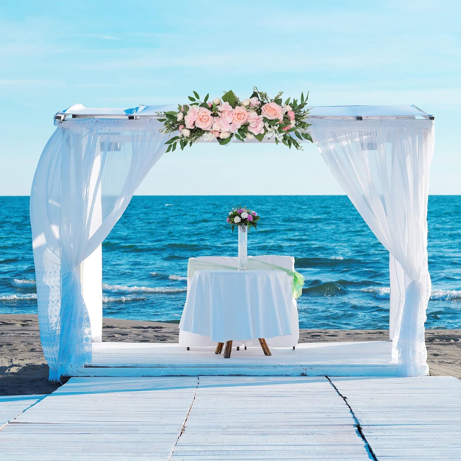 Artificial Rose Wedding Arch Decor Pink Floral Swag