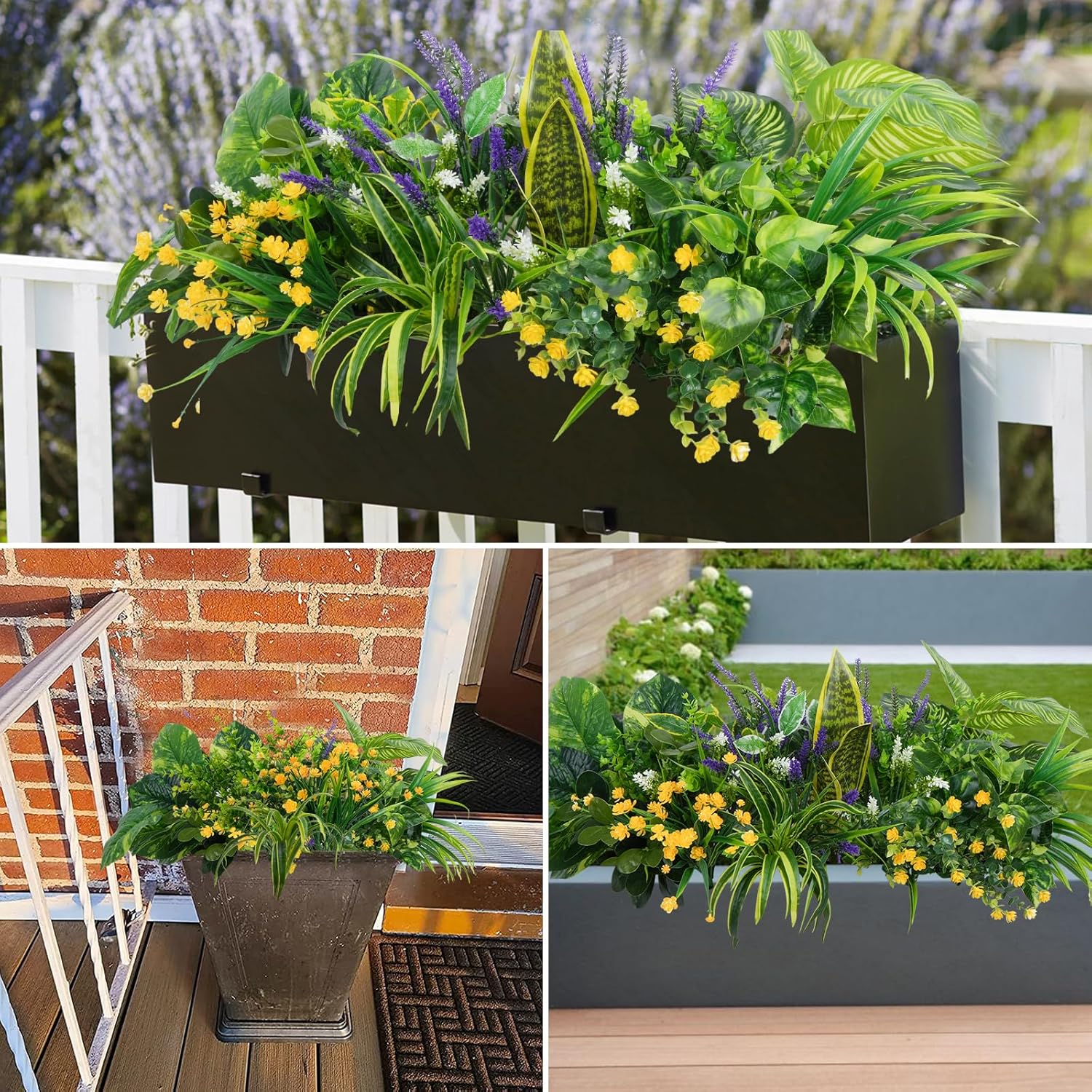 19 Piece Fake Plants Set for Outdoor Decor