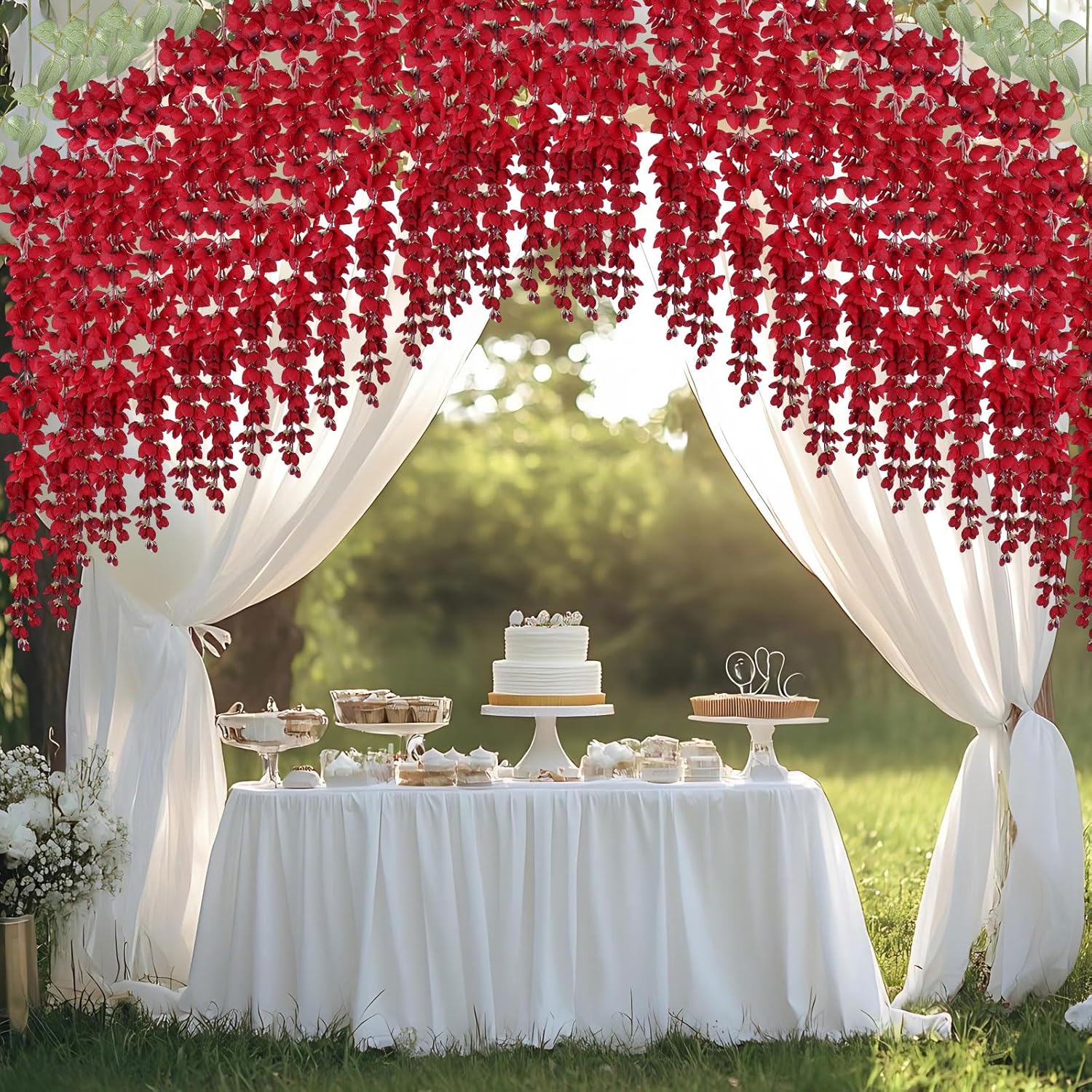 Mizii 6Pcs Burgundy Wisteria Artificial Garland Flowers