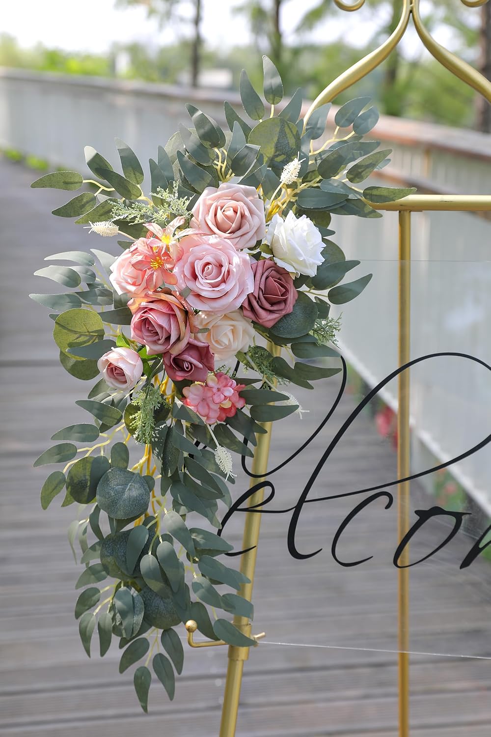 GAATEEK Artificial Dusty Rose Wedding Arch Flowers Pack of 2