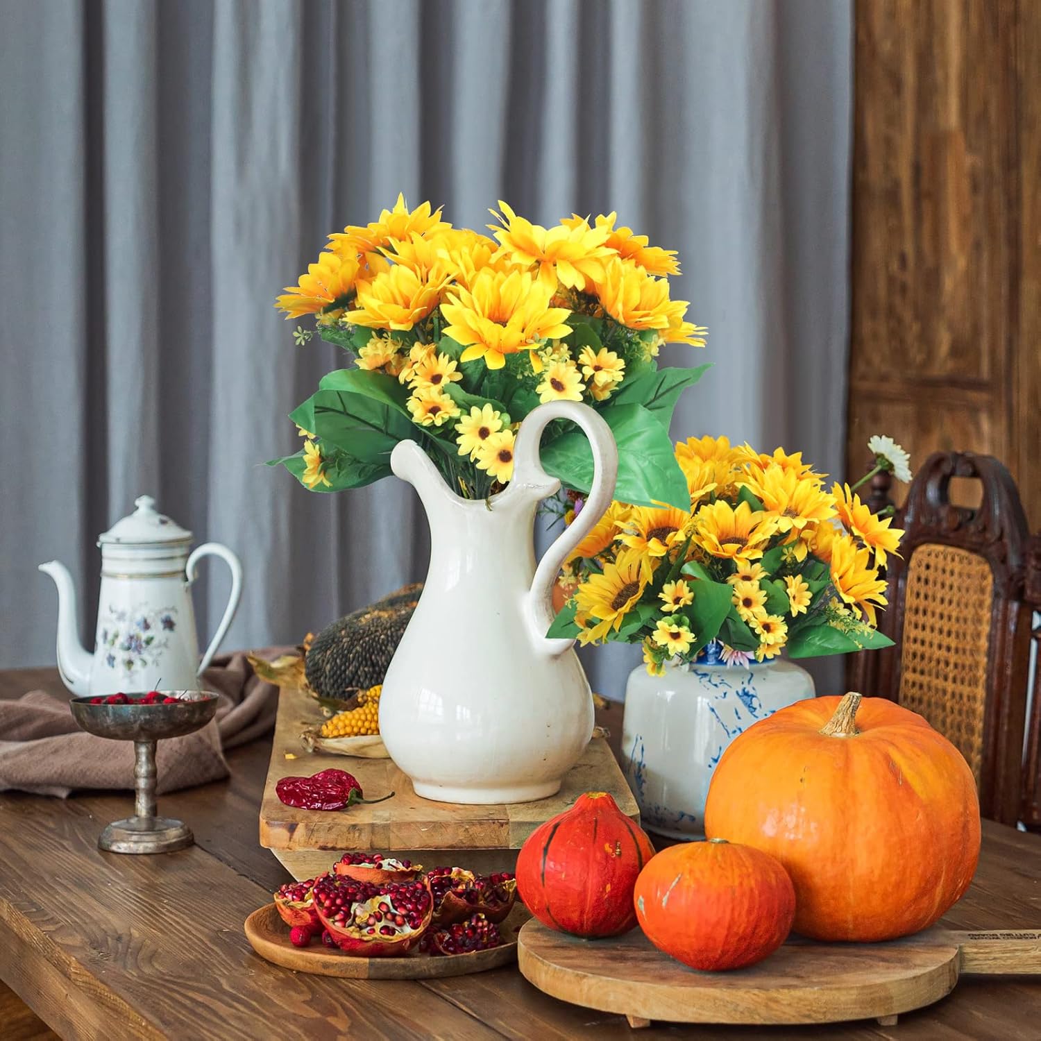 8 Pack Artificial Sunflowers with Stems for Wedding Decoration