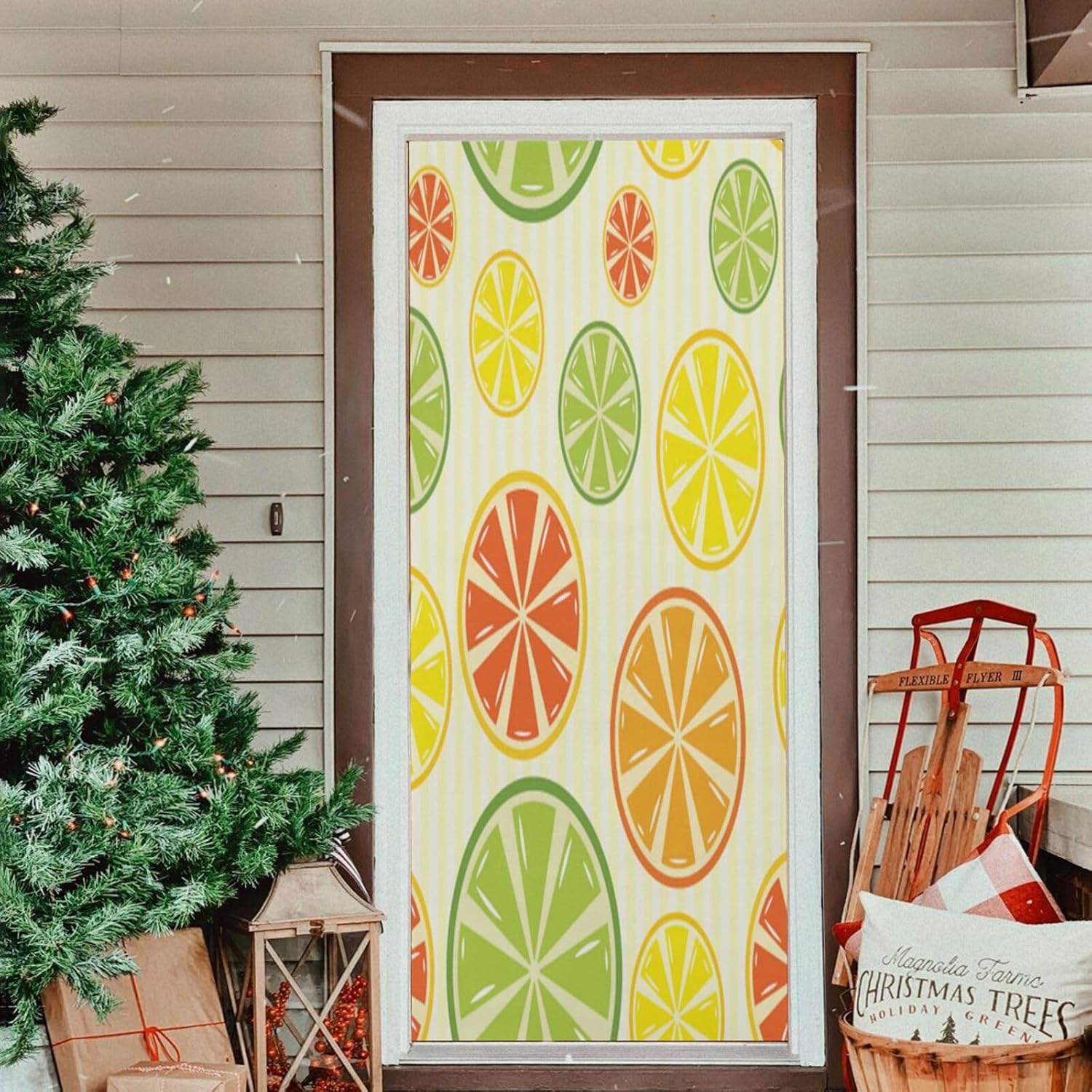 Susiyo Yellow Lemon Orange Door Cover Fabric Decor