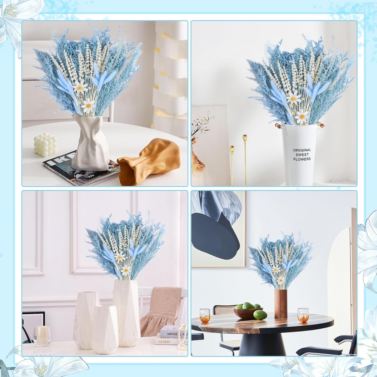 Lovmeety Natural Dried Pampas Grass Bouquet