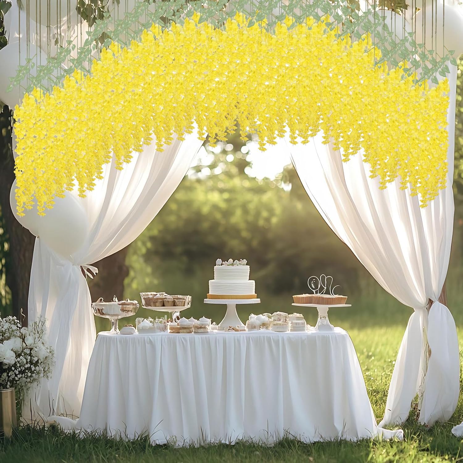 Mizii 6Pcs Yellow Wisteria Artificial Garland Flowers