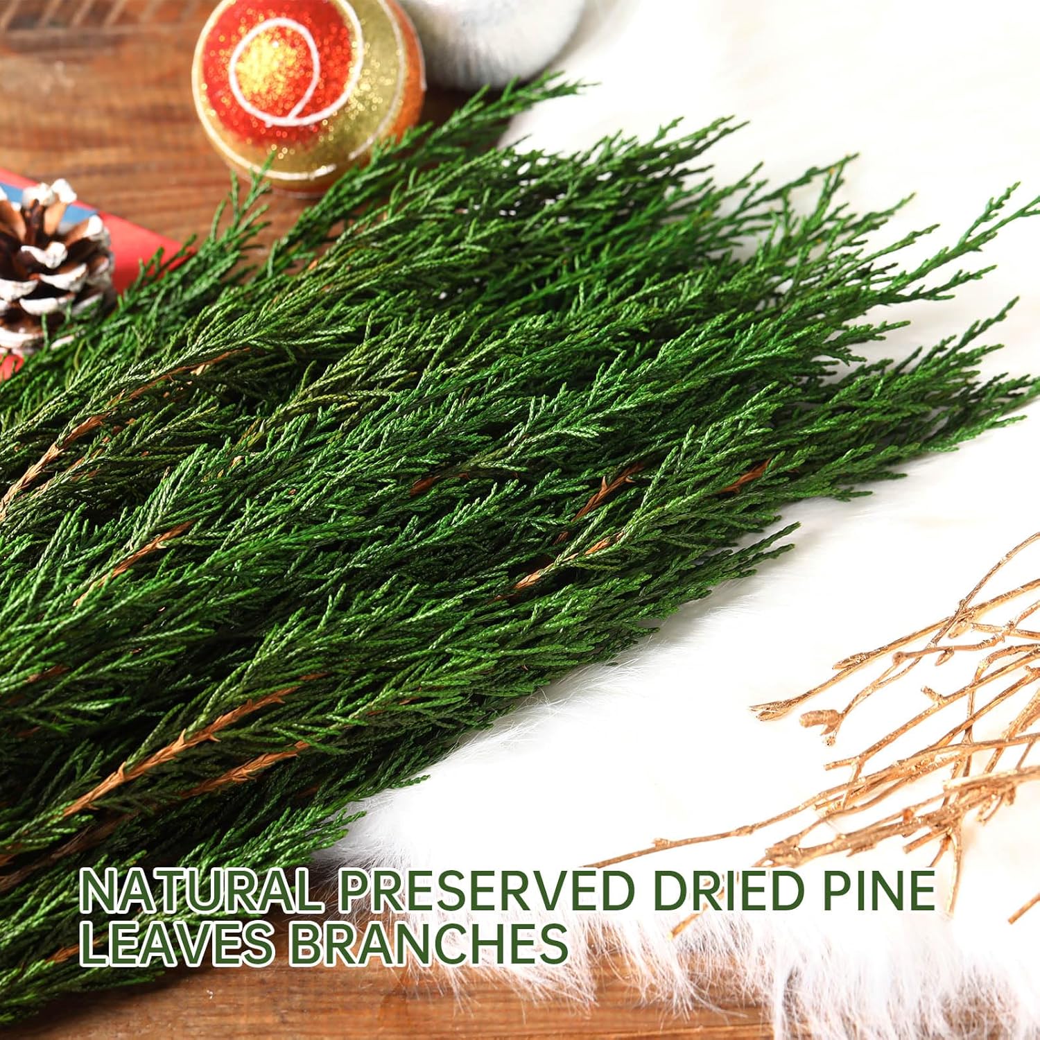 Preserved Real Pine Leaves Branches 17 for Christmas Decor