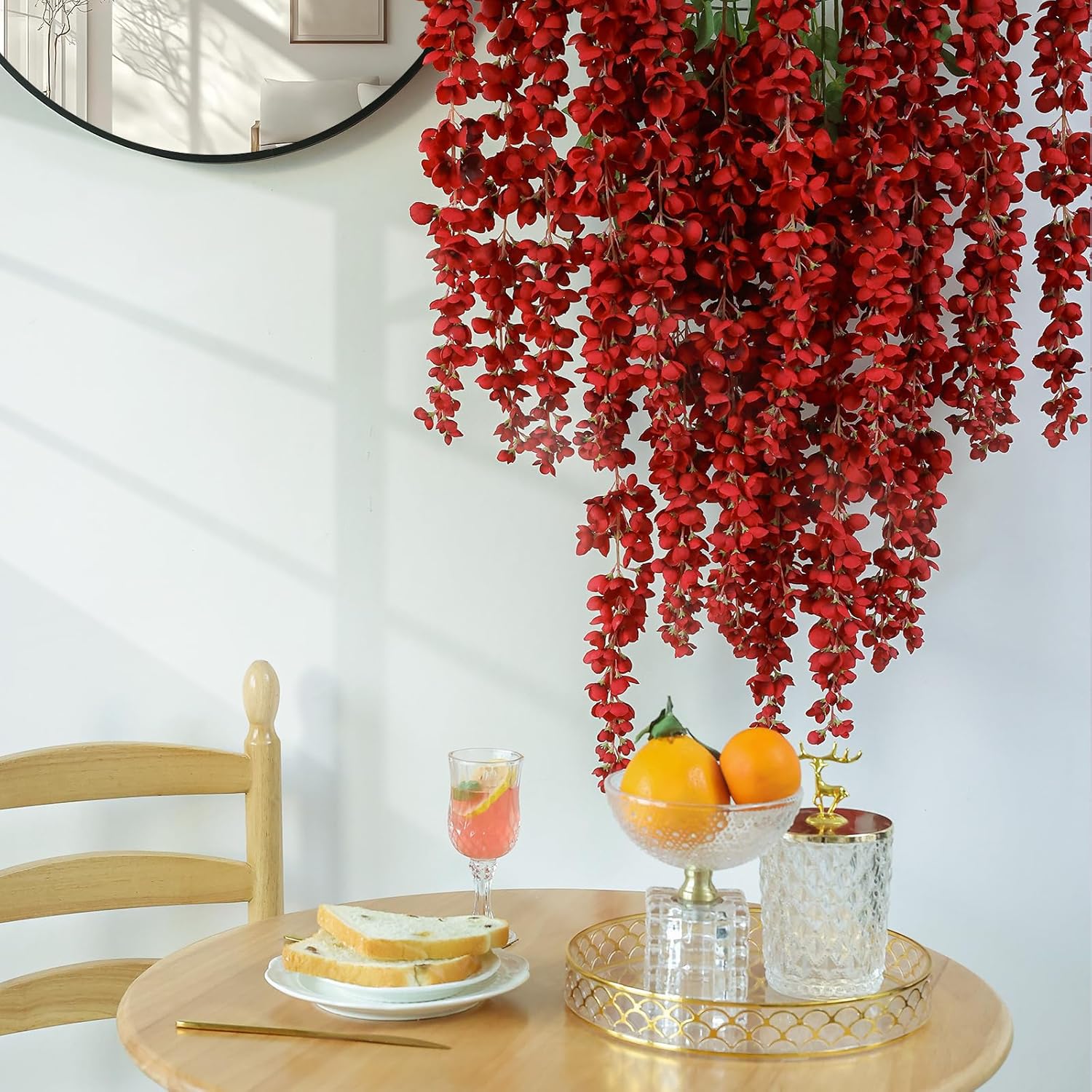 Mizii 6Pcs Burgundy Wisteria Artificial Garland Flowers