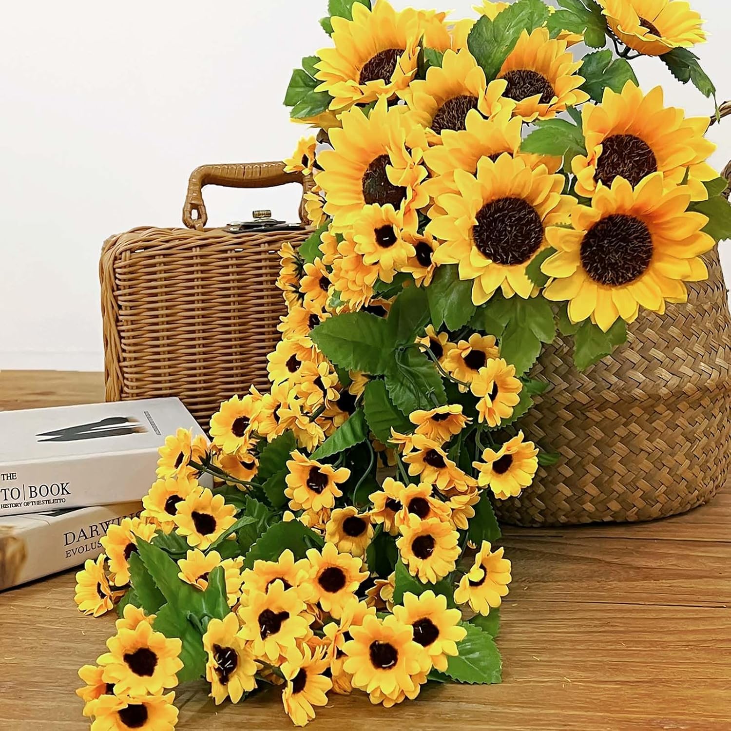 Daily Treasures 2PCS Artificial Hanging Yellow Sunflowers